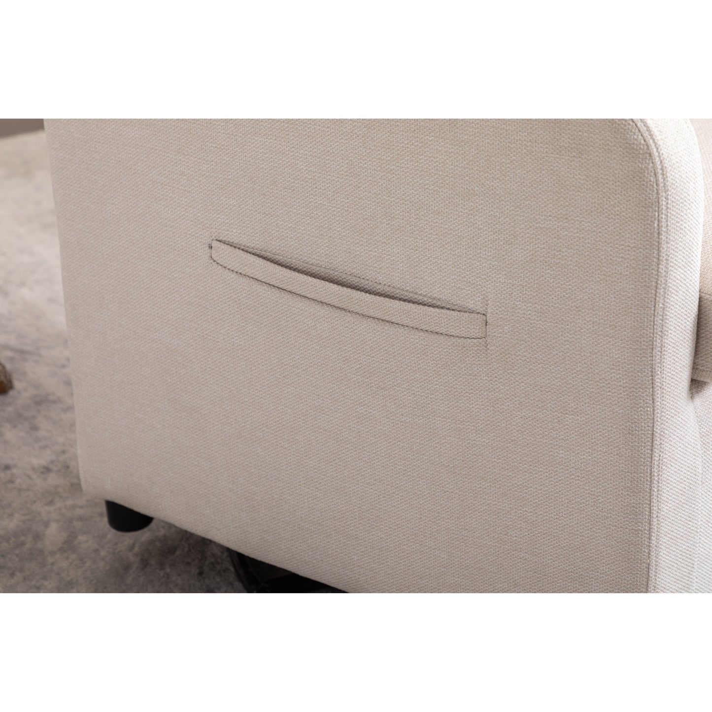 022-Sedia a dondolo girevole in tessuto di lino con tasca Gilder