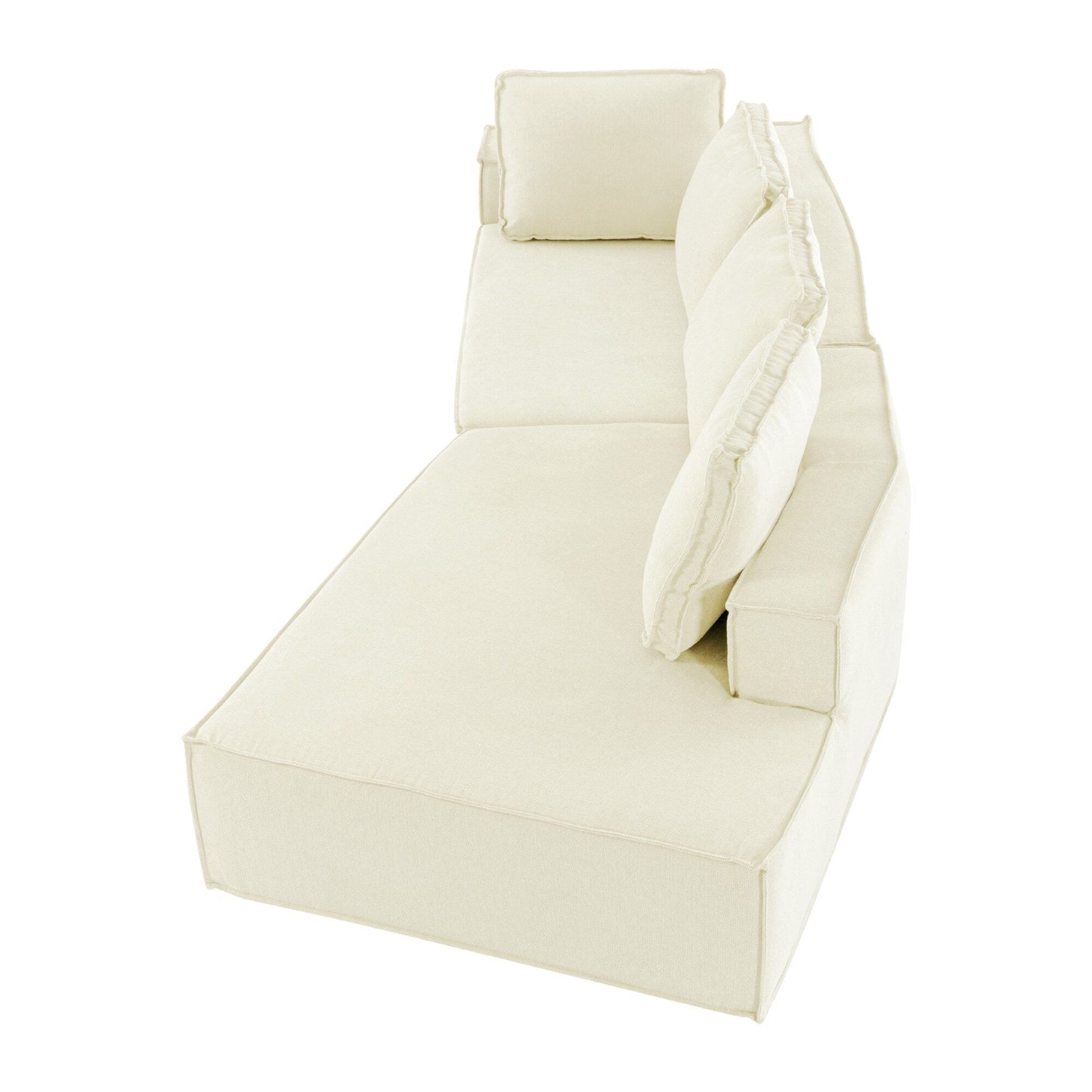 125 Elegante divano letto moderno per interni con chaise longue, dalle linee pulite, per soggiorno, beige