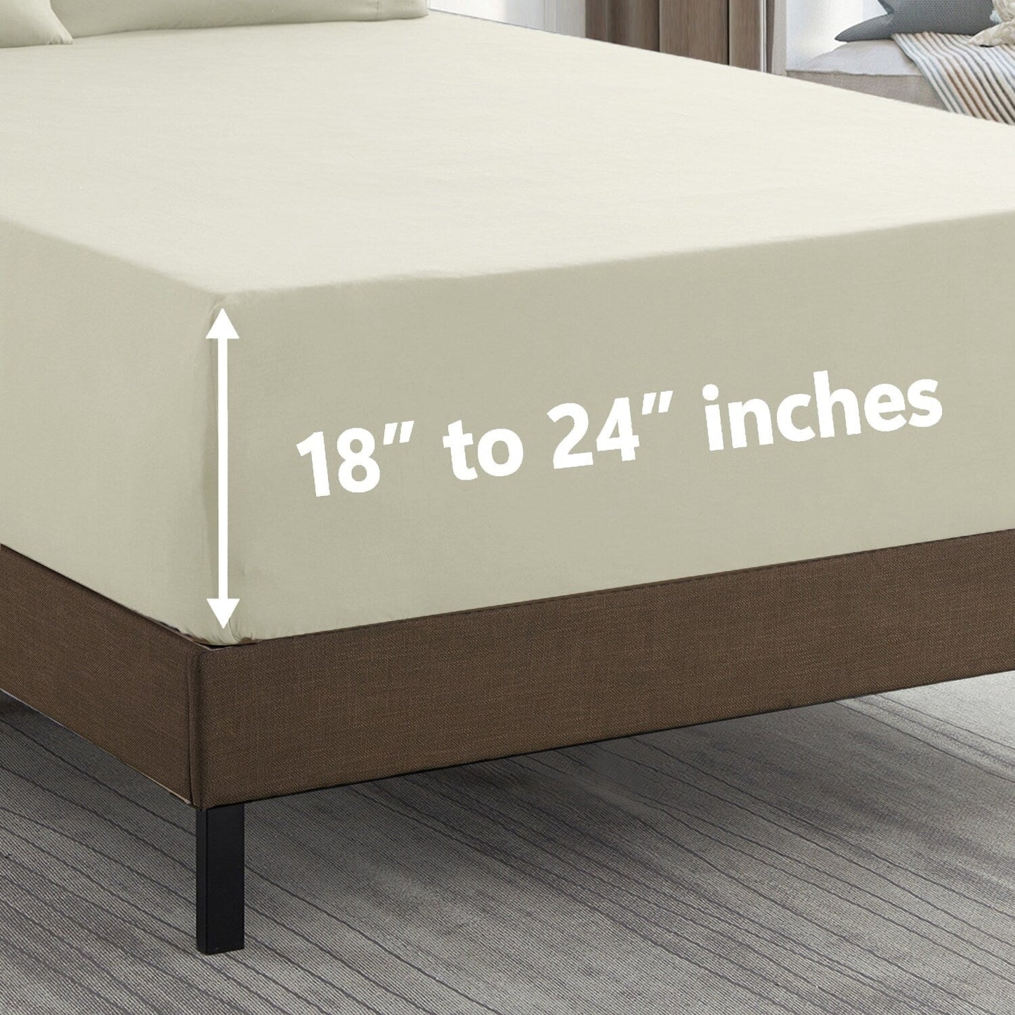 Set di lenzuola extra profonde da 24 tasche, 6 pezzi, serie 1500