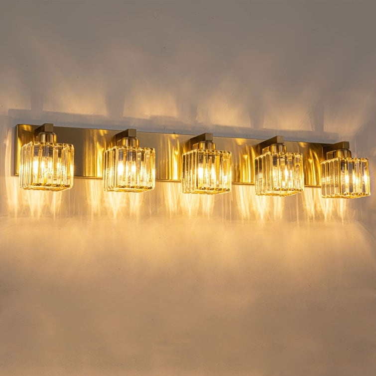 Applique da parete per mobiletto da bagno a 2/3/4/5 luci con paralume in cristallo