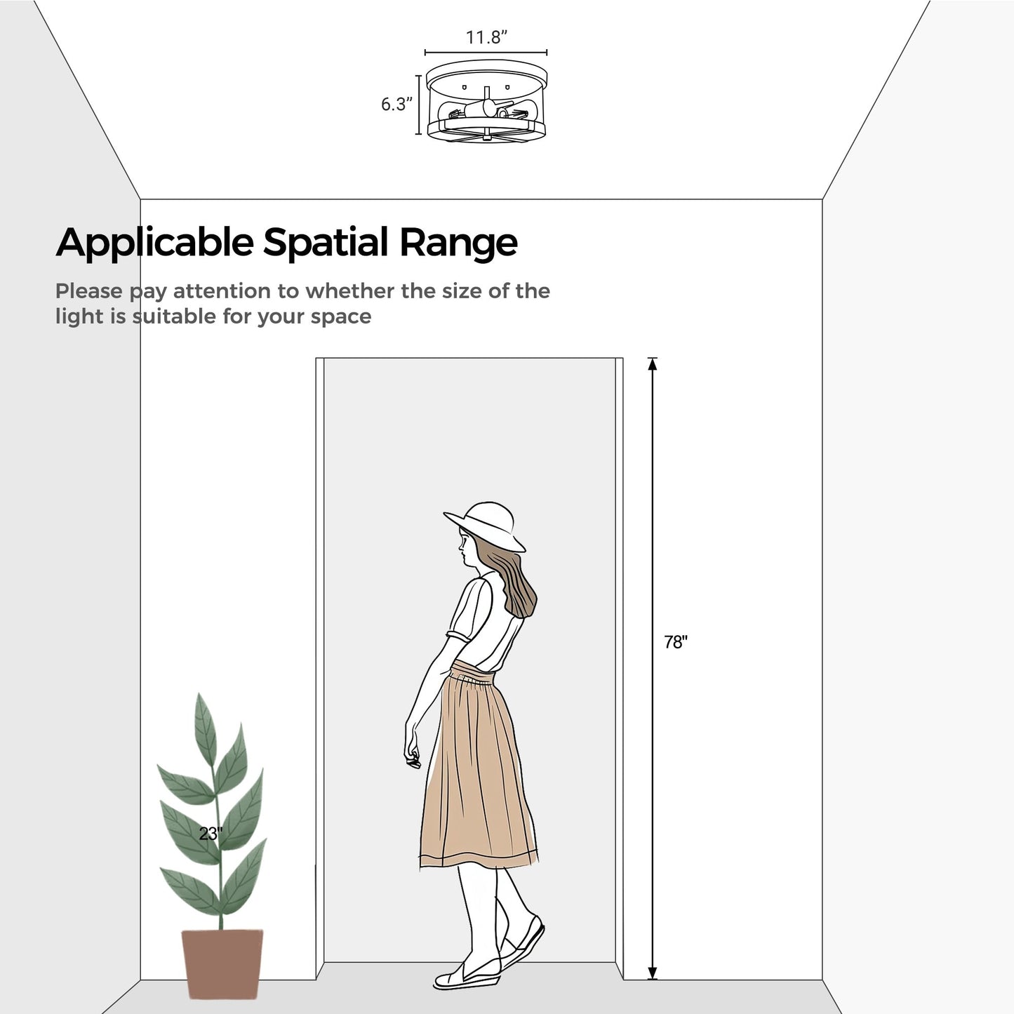 Plafoniera a 2 luci in vetro trasparente con montaggio a filo e struttura in metallo