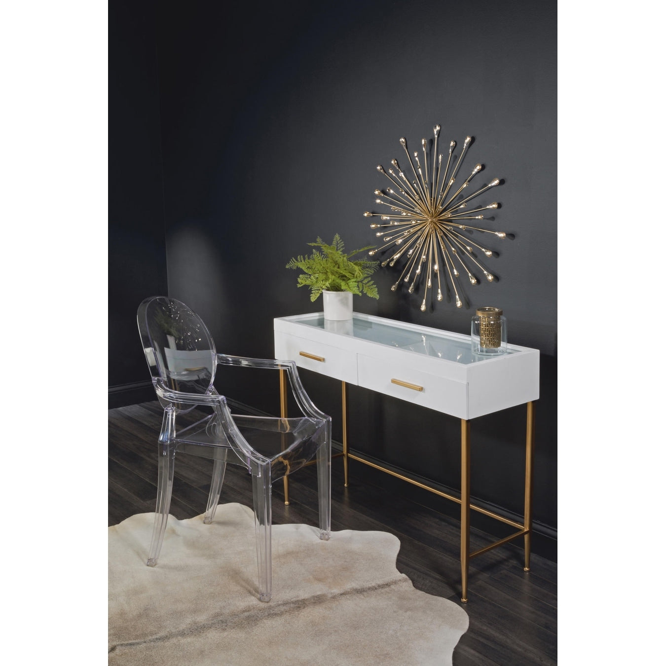 Decorazione murale in metallo/perline trasparenti con effetto stella dorata da 28 DIA