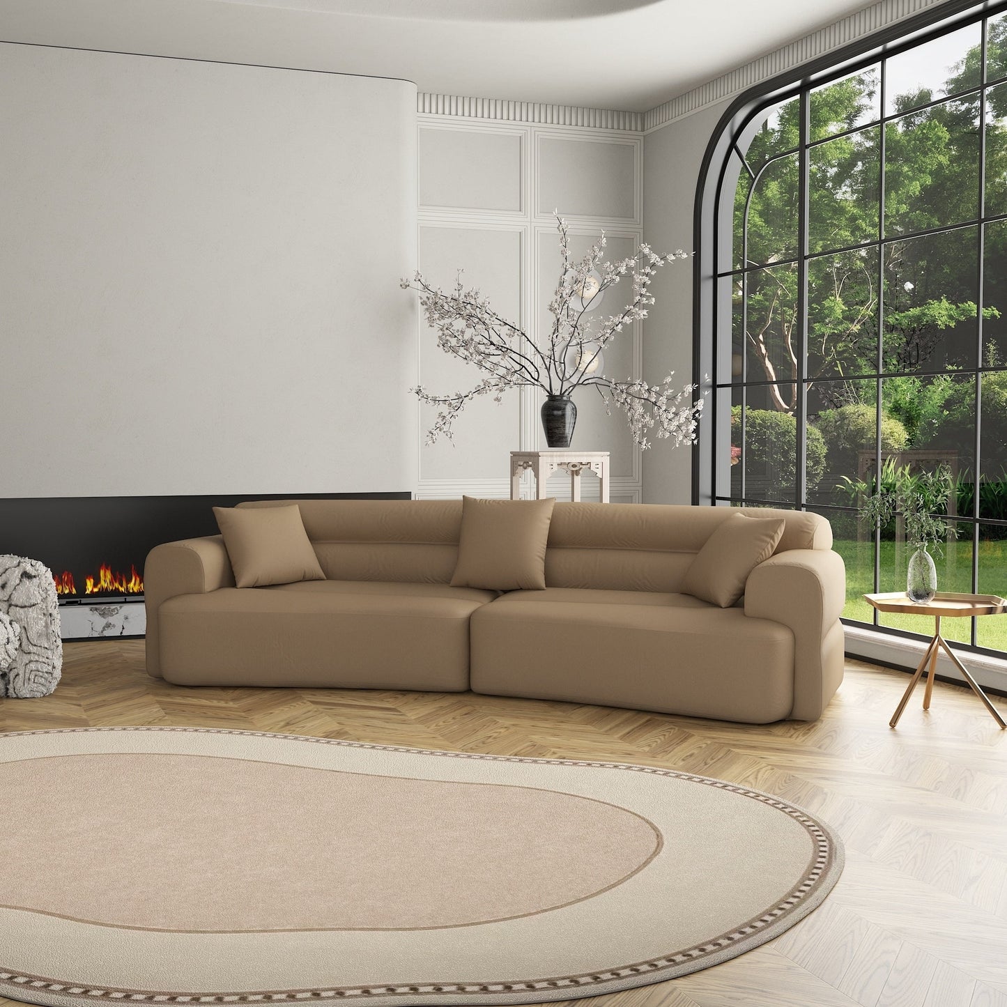 Divano da 3-5 posti, comodo divano imbottito con 3 cuscini morbidi