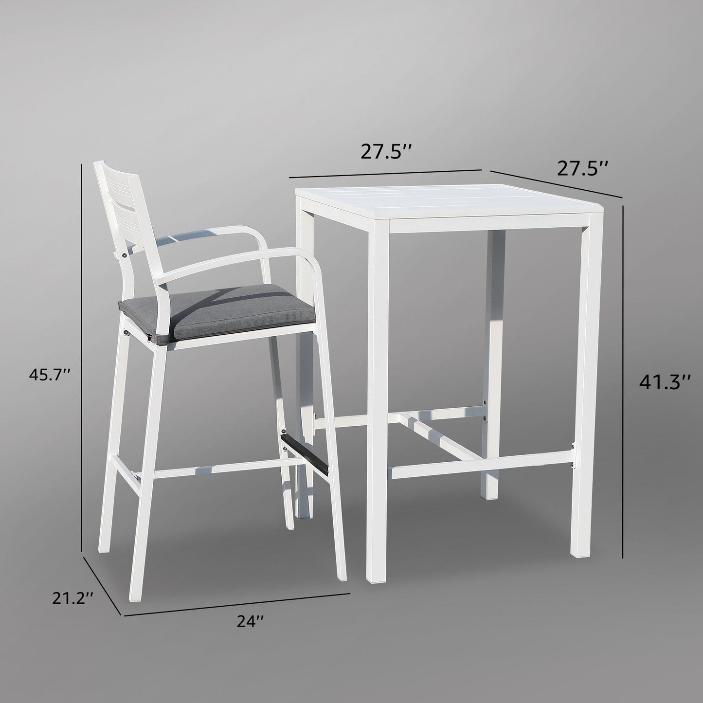 Set da bar in alluminio da esterno, 3 pezzi, set da pranzo per patio
