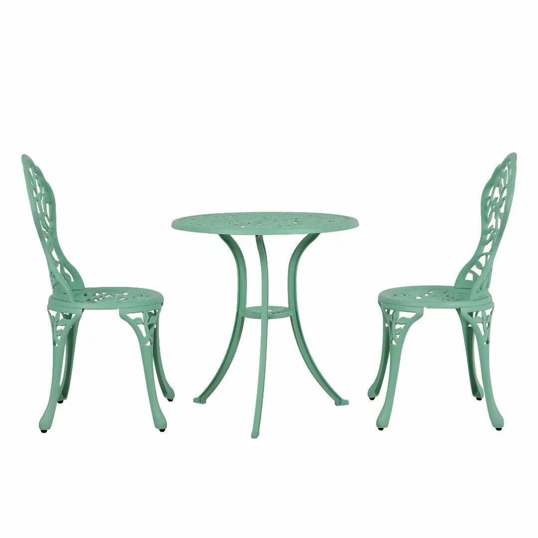 Set da bistrot da esterno in alluminio pressofuso da 3 pezzi