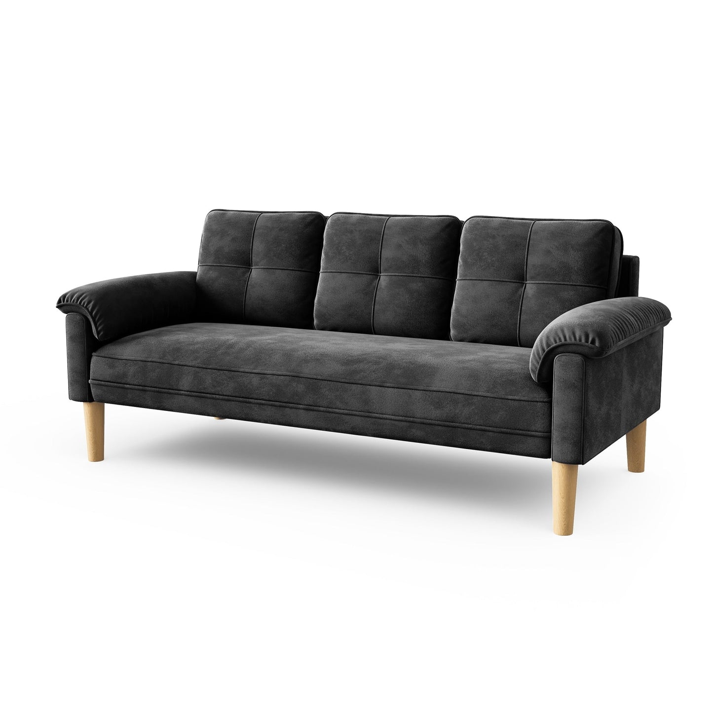 Divano moderno imbottito a 3 posti, divano trasformabile, divano letto con robuste gambe in legno per soggiorno