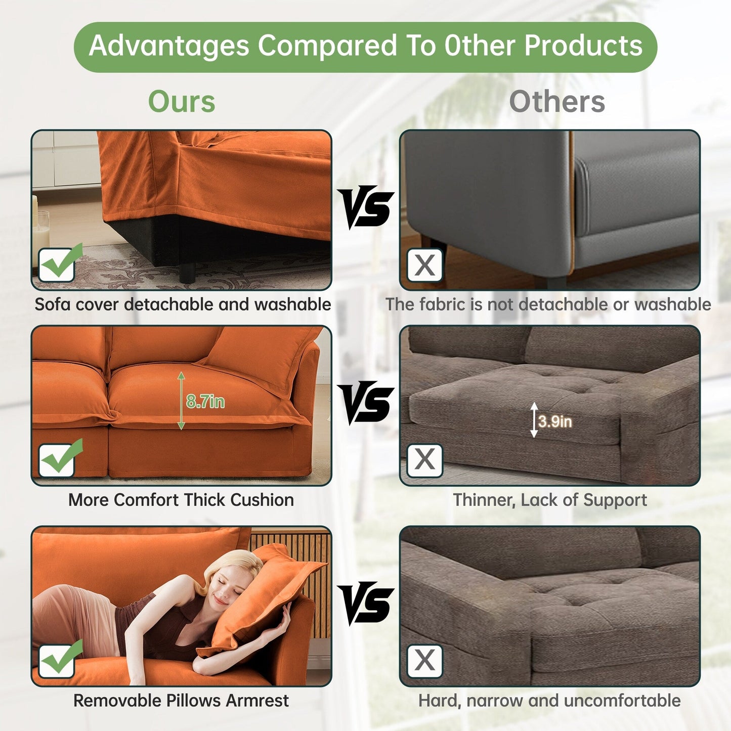 Divano in ciniglia a 4 posti con rivestimento sfoderabile per soggiorno