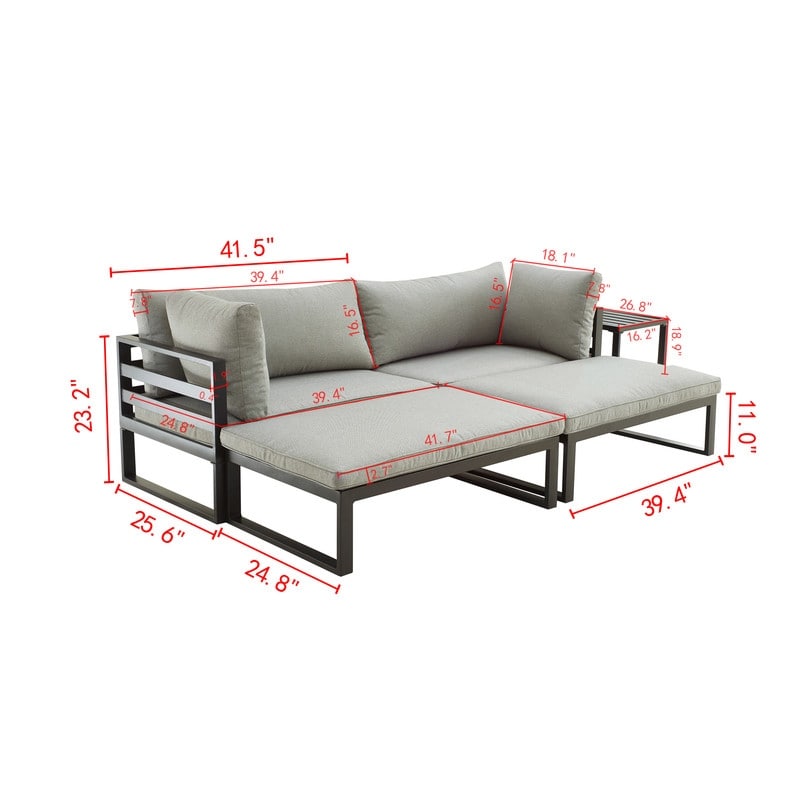 Set di divani da conversazione in metallo da esterno da 5 pezzi