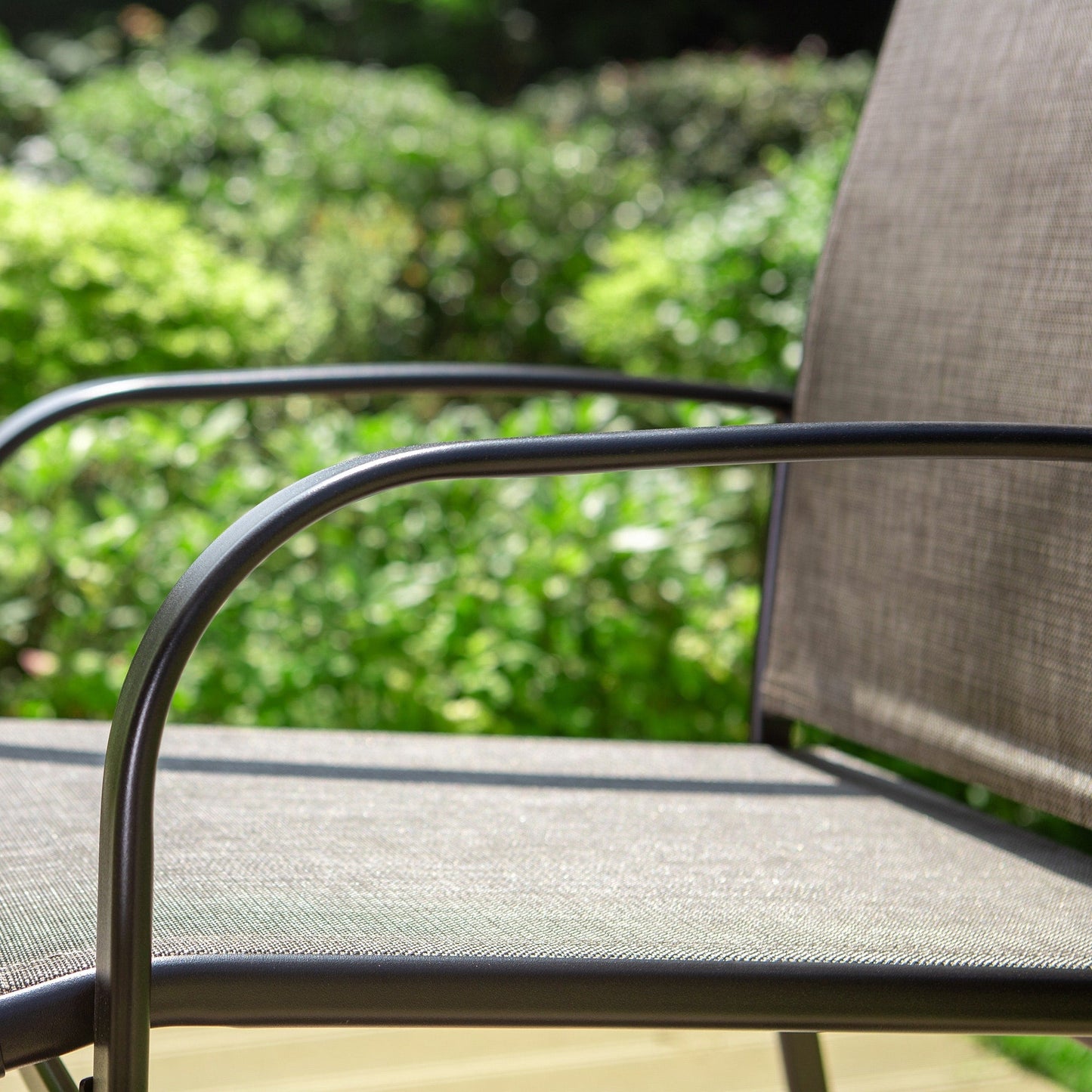 MAISON ARTS Set da pranzo per esterni da 5 pezzi con tavolo quadrato effetto legno e 4 sedie da pranzo in textilene