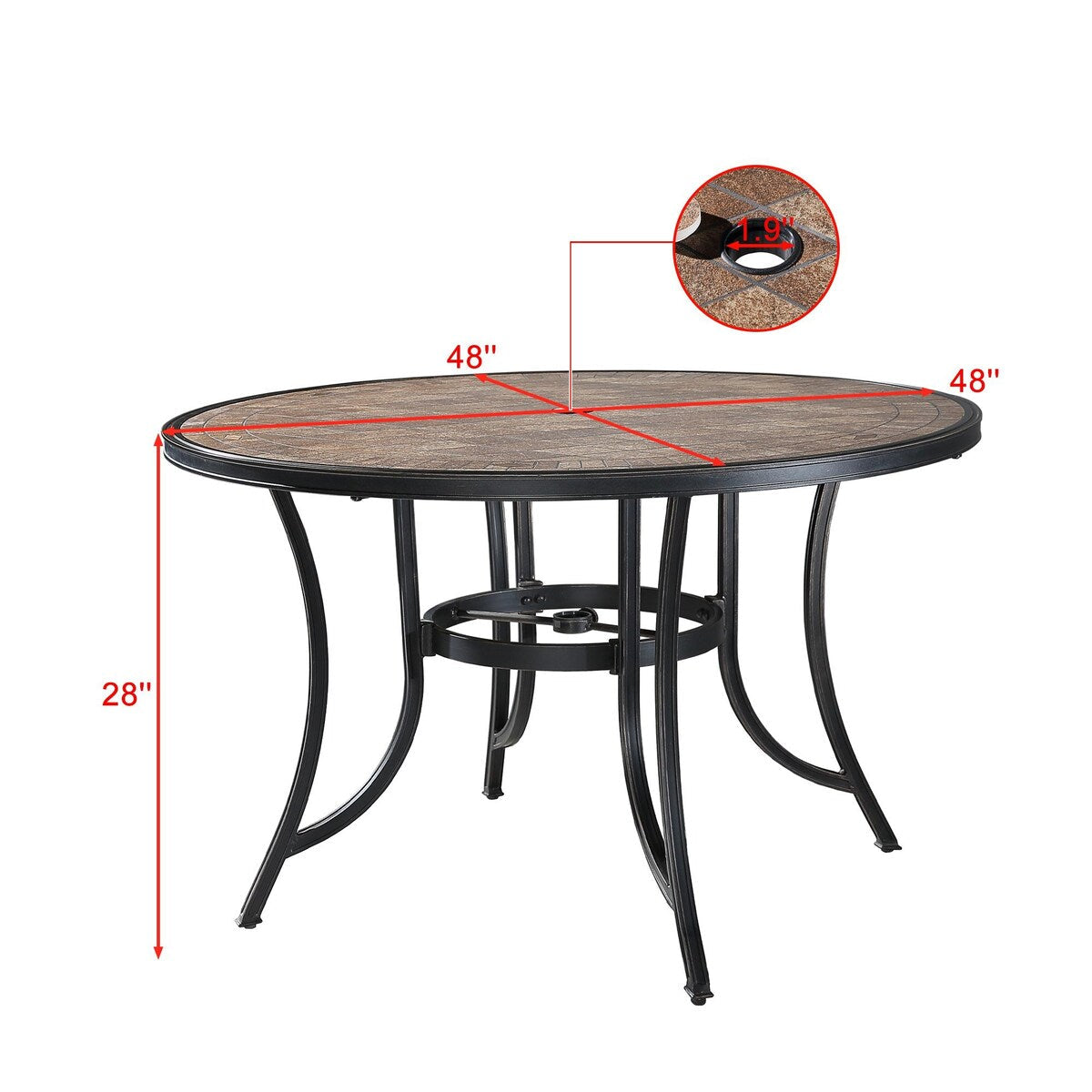 Set da pranzo in alluminio pressofuso per patio da esterno da 5 pezzi