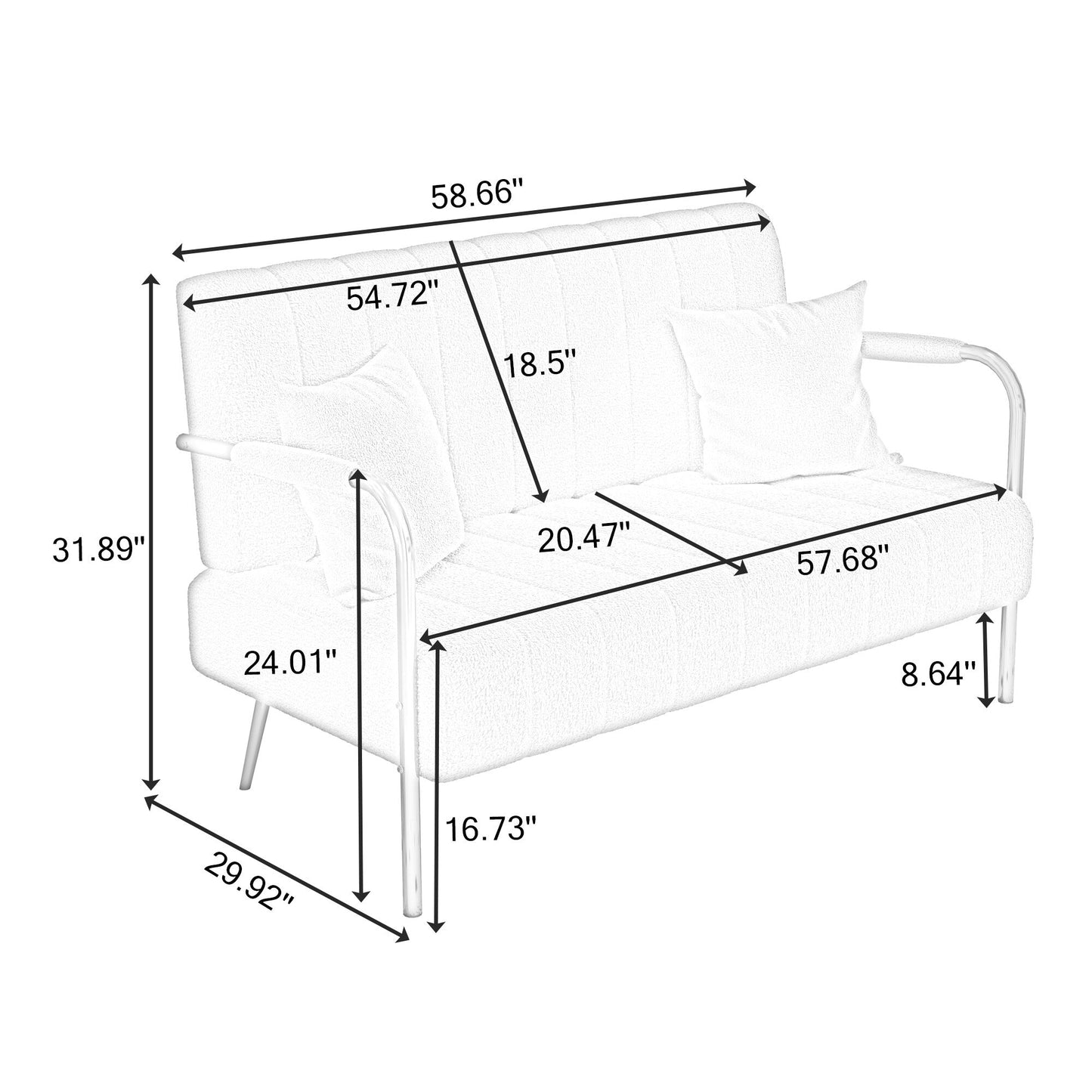 Divano in pile beige Teddy - 29,92 x 59,00 x 31,89