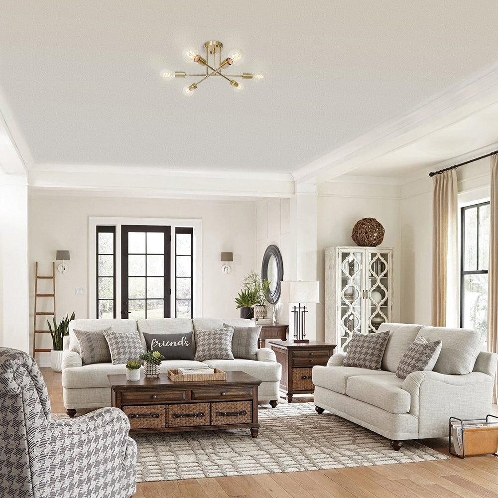 Lampada da soffitto semi-incassata moderna industriale lineare Sputnik Branch a 6 luci