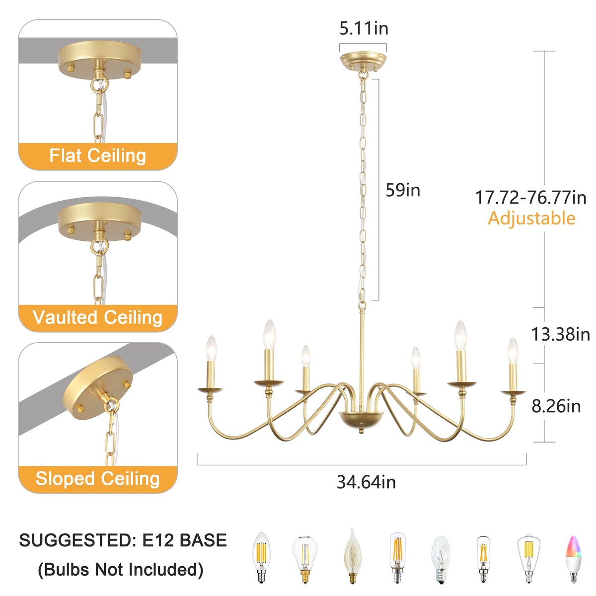 Lampadario rustico a 6 luci con candela, lampadario tradizionale, lampadario in metallo per sala da pranzo, soggiorno, camera da letto, cucina