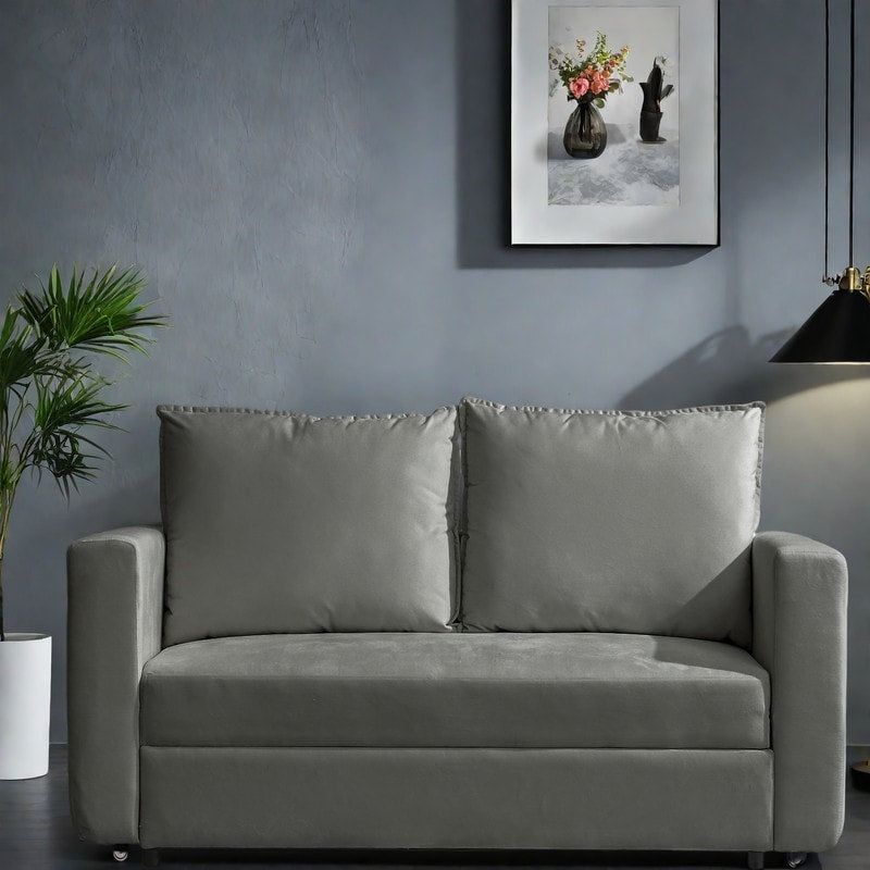 Divano letto 2 posti in tessuto da 62,5 pollici, divano letto 2 in 1 con bracciolo diviso (capacità 800 libbre)