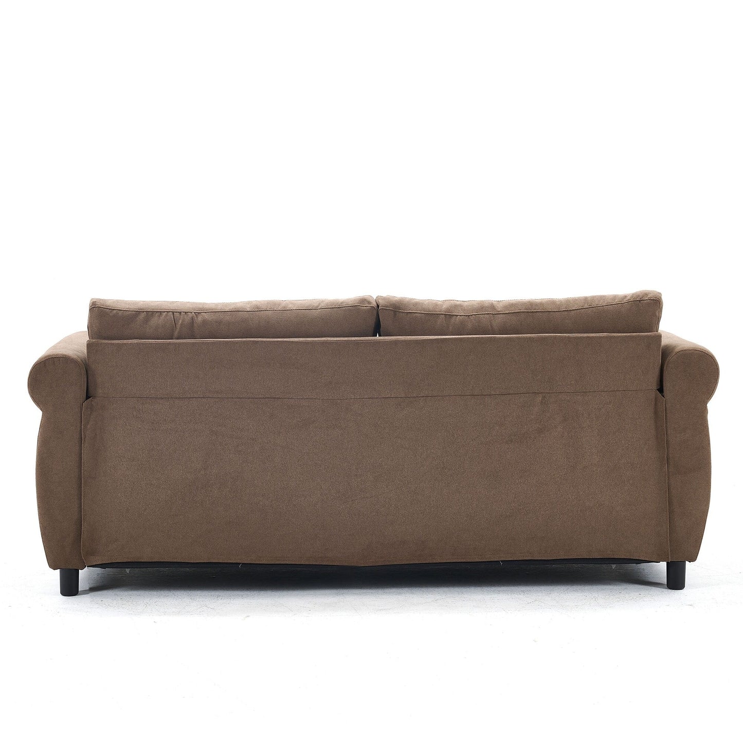 Divano letto a 3 posti in poliestere con materasso estraibile e braccioli con rivetti retrò