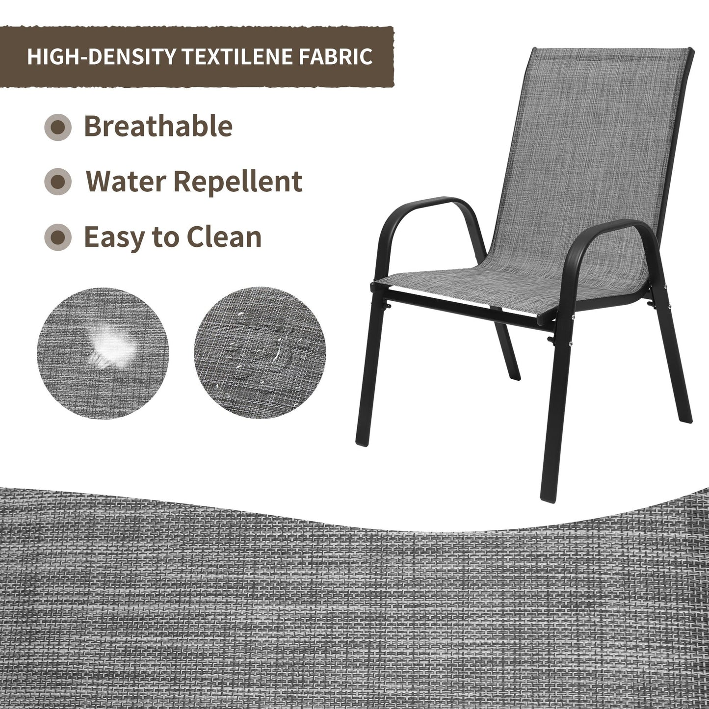 Set da pranzo per patio da 7/11 pezzi con tavolo da pranzo rettangolare estensibile in alluminio e sedie da pranzo in textilene da 6/10 pezzi