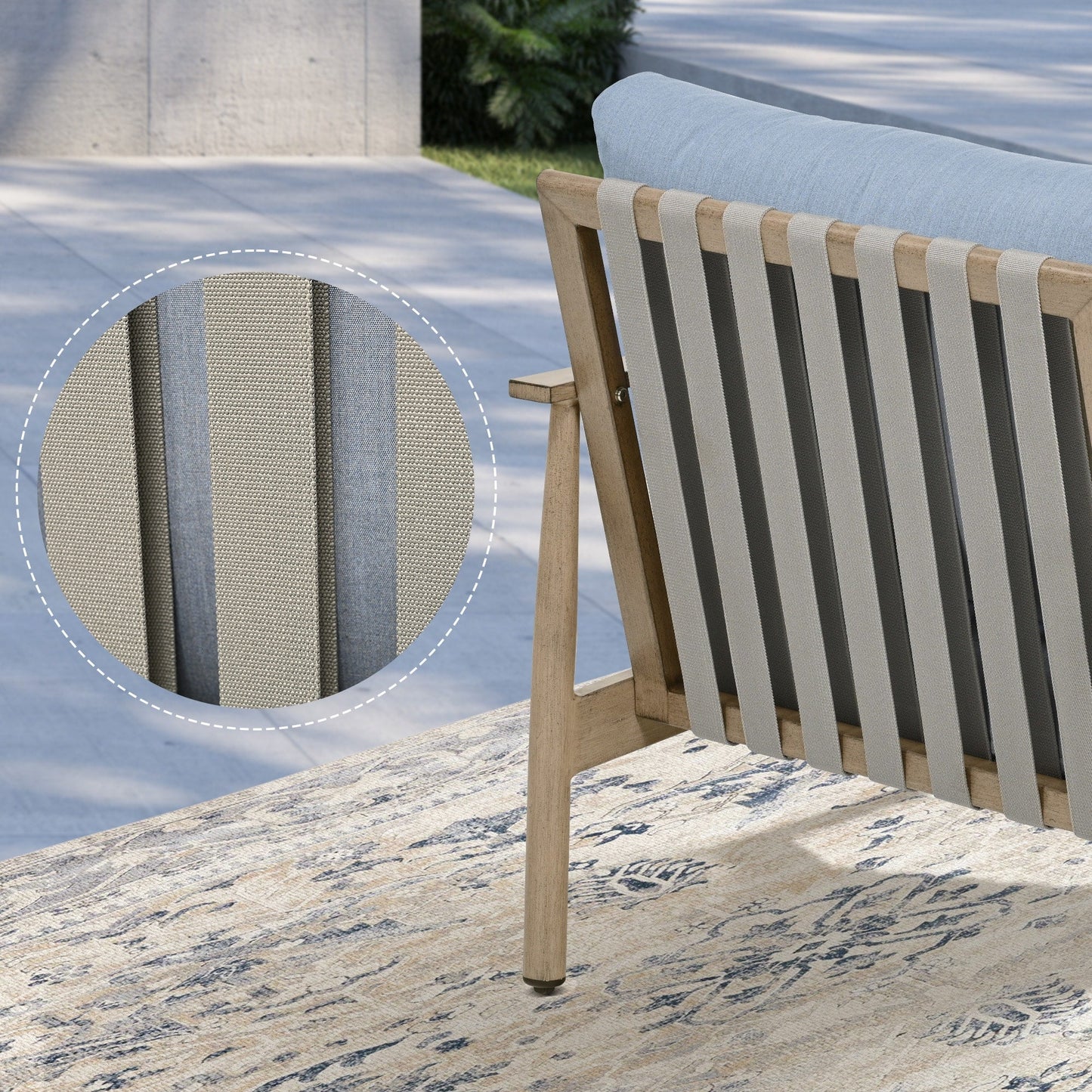 Set da conversazione in alluminio da 7 pezzi per patio, divano a due posti con pouf e tavolino da caffè