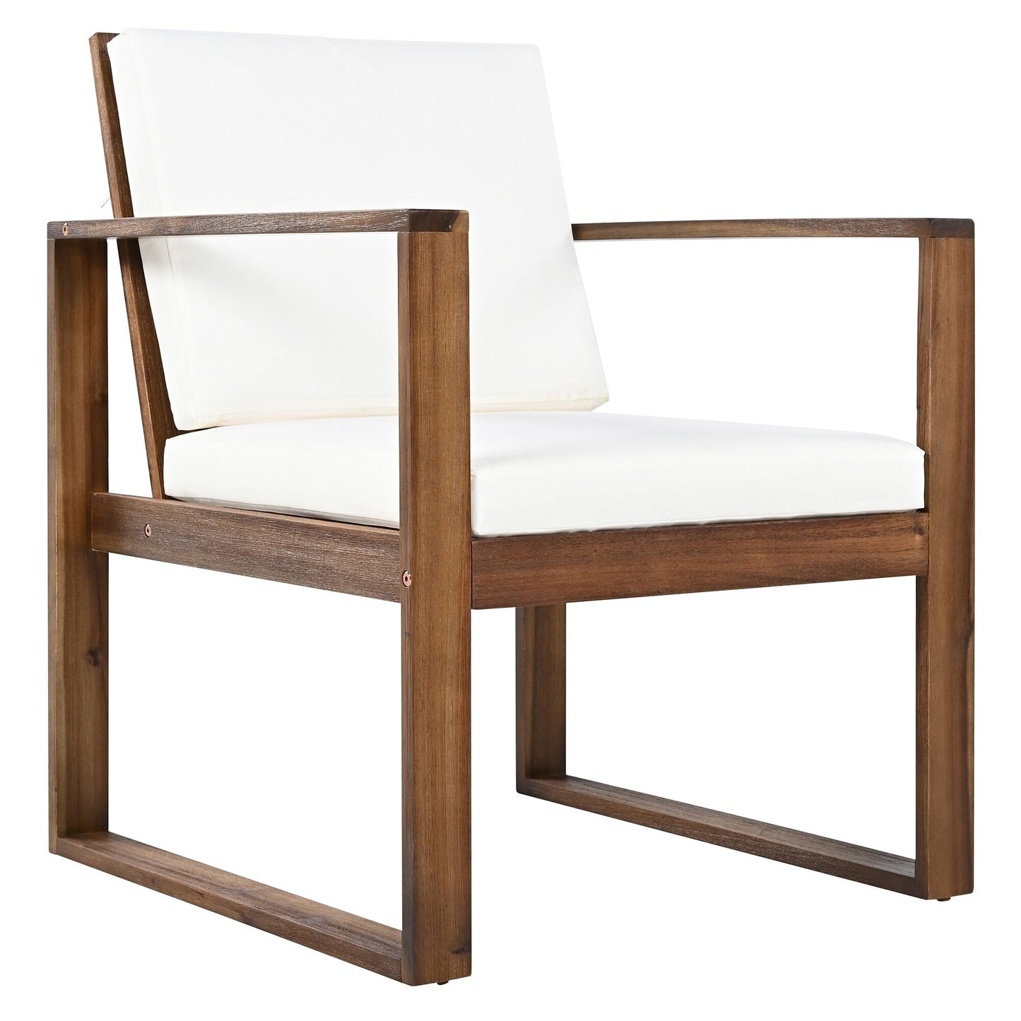 Set da 7 sedie da pranzo per esterni, tavolo da pranzo casual in legno con foro per ombrellone e 6 sedie con cuscini rimovibili