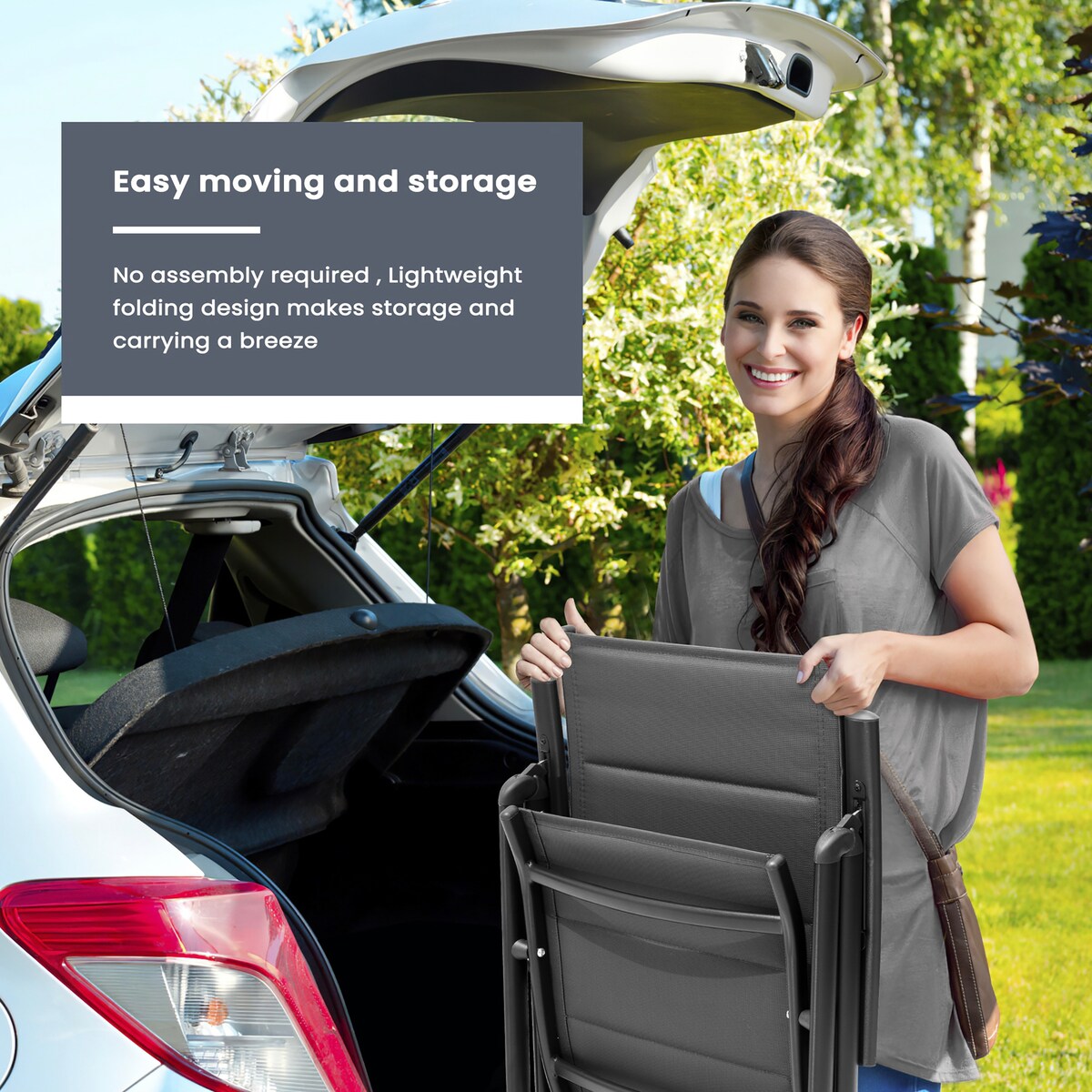 Set di mobili da pranzo per patio da 7 pezzi con sedie da pranzo pieghevoli regolabili e 1 tavolo da pranzo espandibile