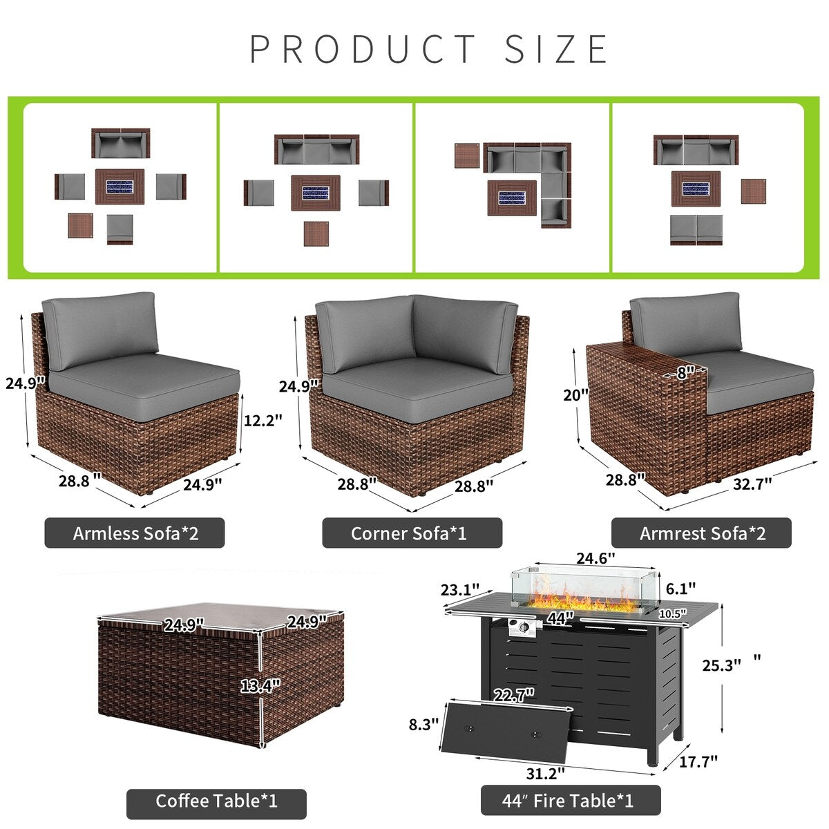 Set di mobili da giardino da 7 pezzi