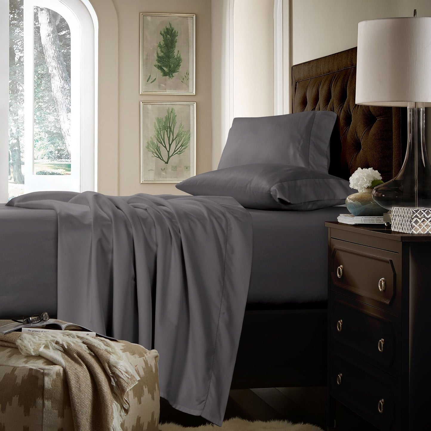 Federe in raso di cotone a 750 fili (set da 2)