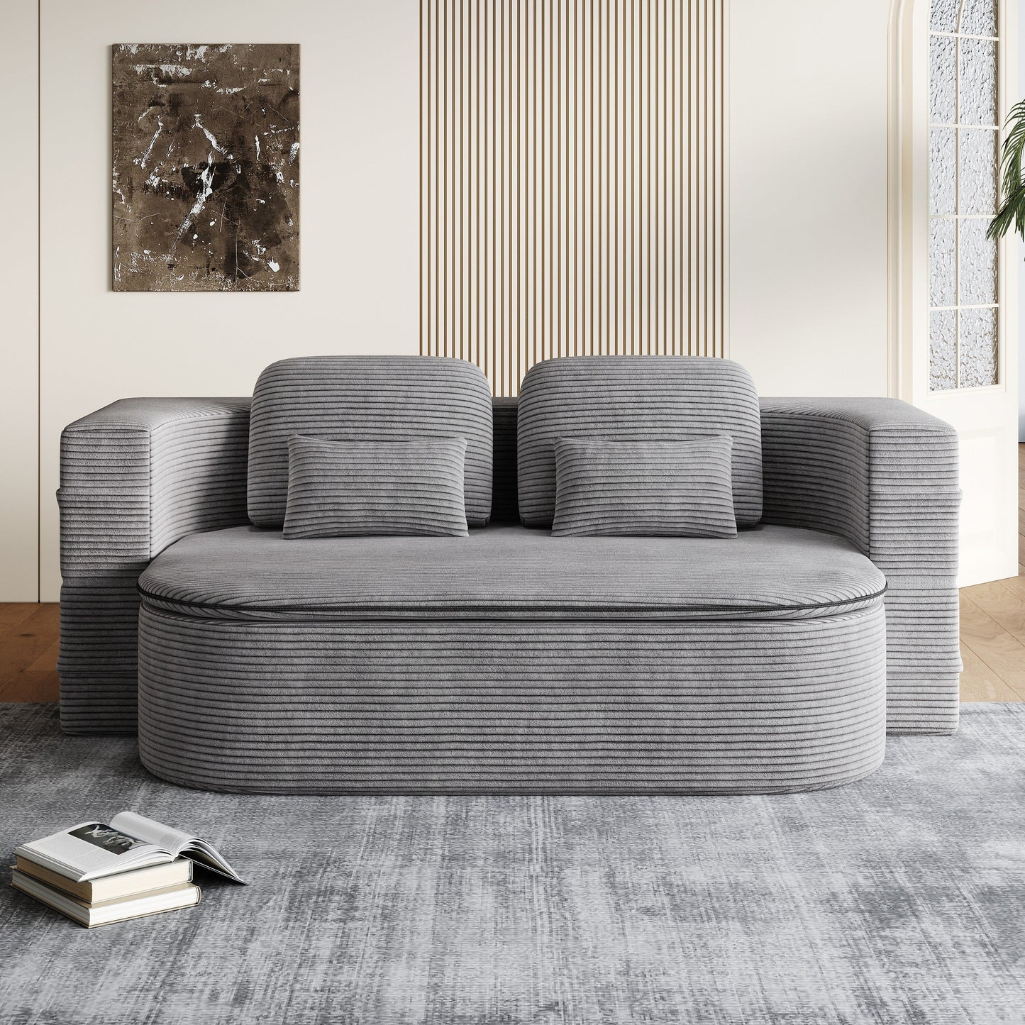 Divano pieghevole 2 in 1 da 75'', divano letto trasformabile in schiuma con coperta multifunzionale, divano da pavimento