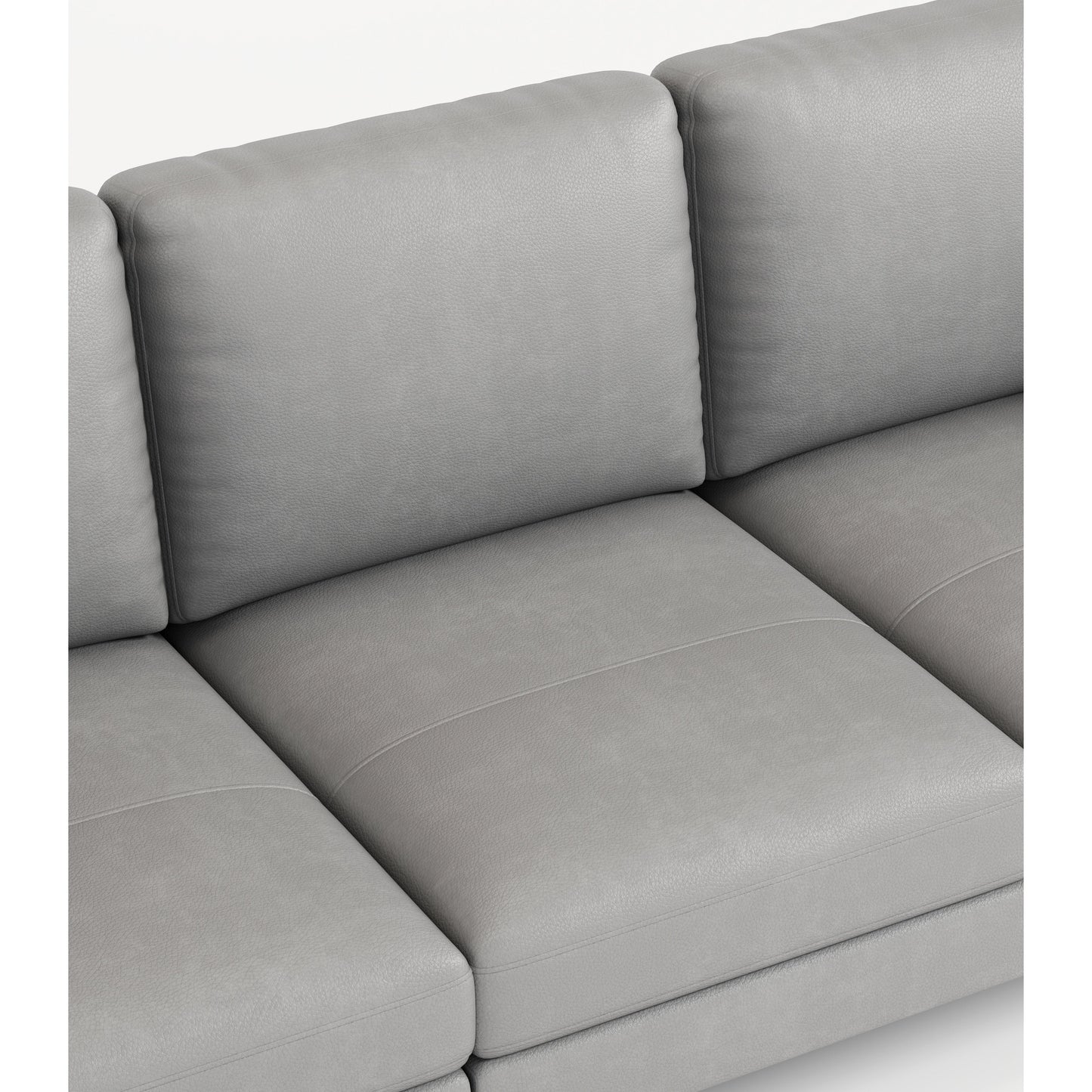 Divano a 3 posti in vera pelle con caricatore USB, cuscini ad alta resilienza e gambe in metallo nero.