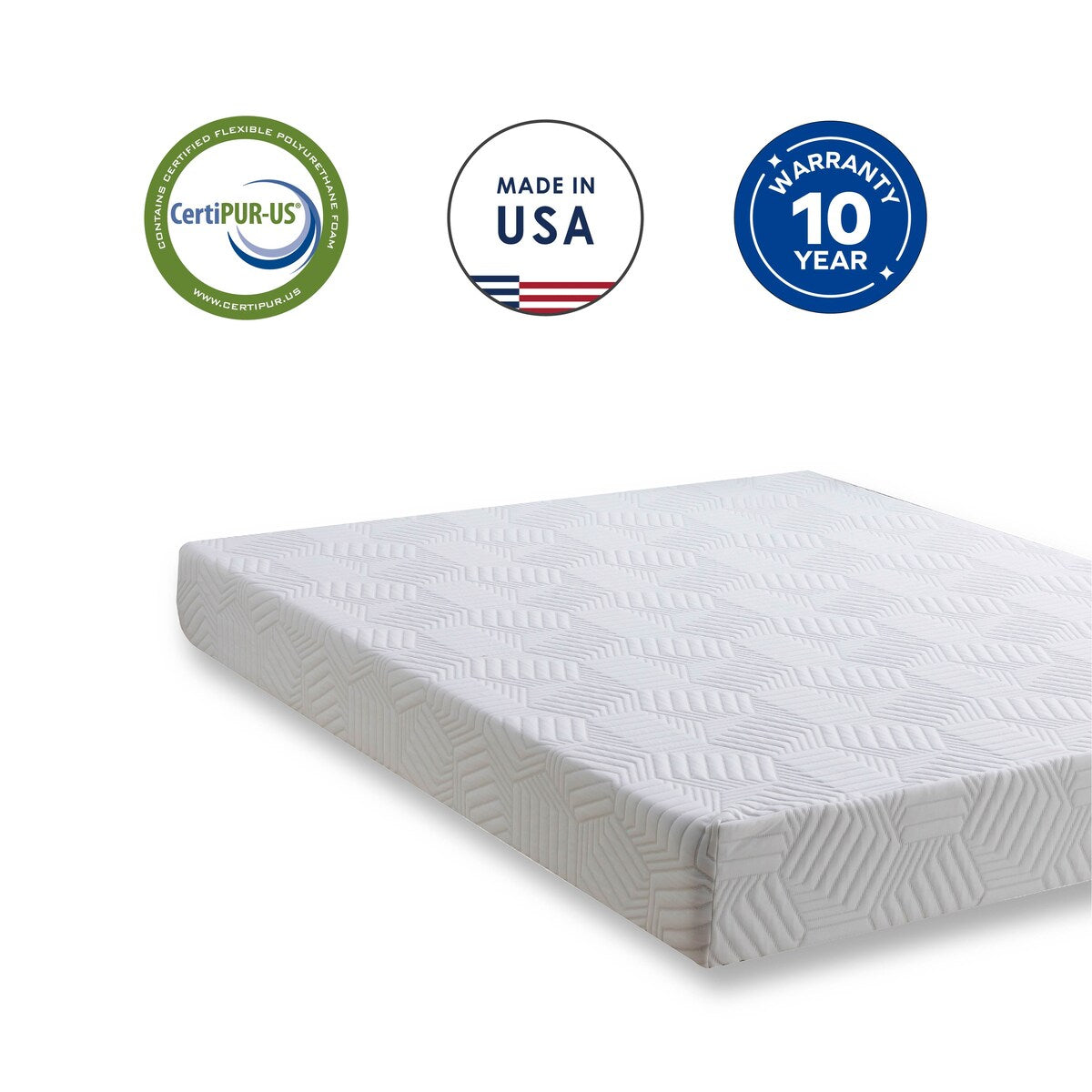 Materasso in memory foam Twin Gel da 8 pollici, bianco, infuso con tè verde e gel rinfrescante
