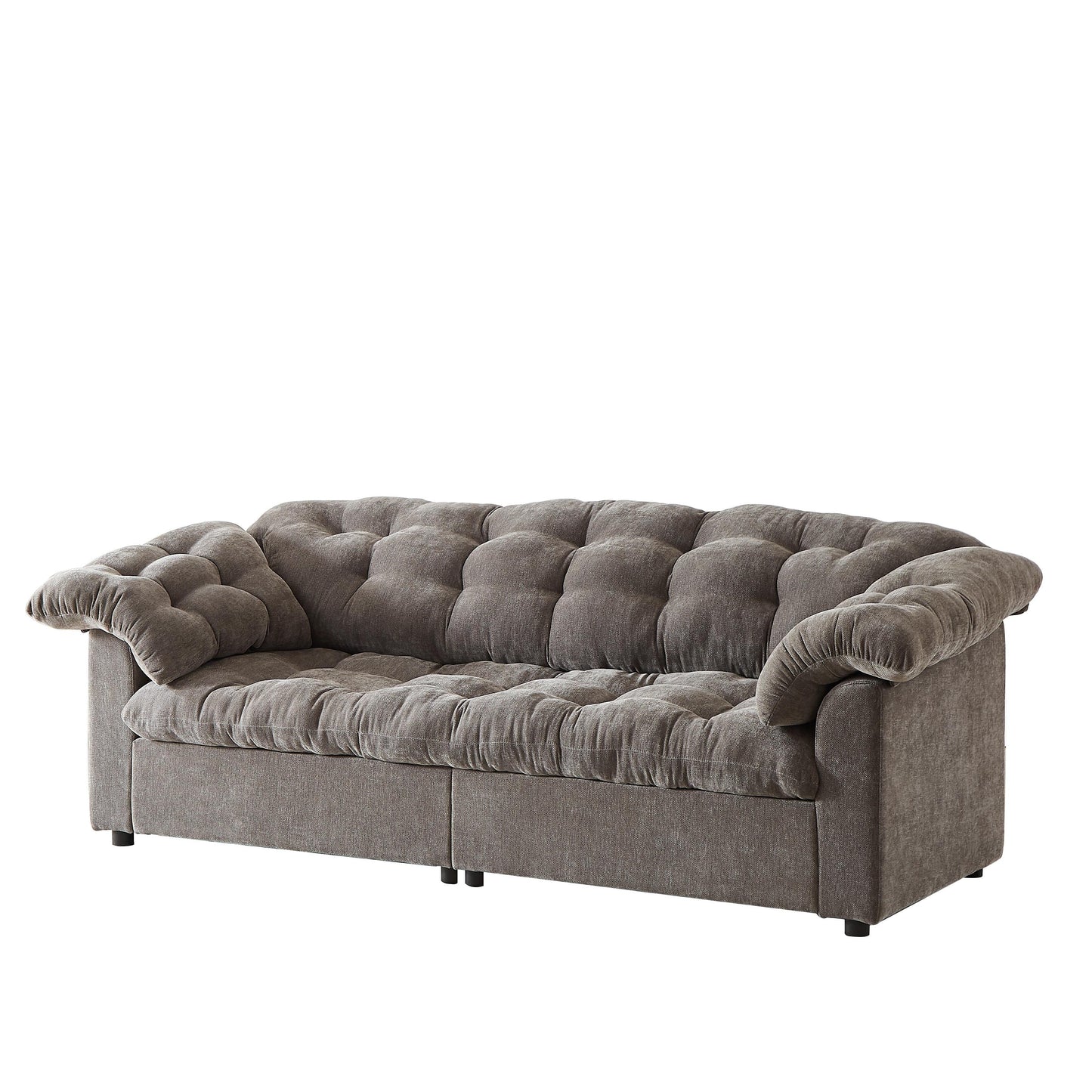 Divano moderno classico a 3 posti in tessuto 99.2, struttura in legno massello e imbottitura in morbida nuvola