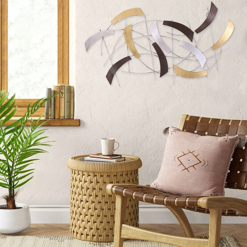 Scultura decorativa astratta in metallo da appendere alla parete, arte moderna, Adeco