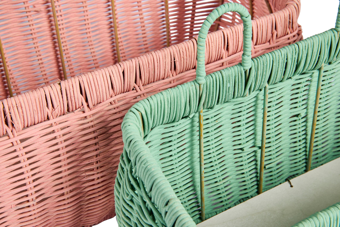 Alhoa - Cestini Da Parete Set 1/2 Verde E Rosa