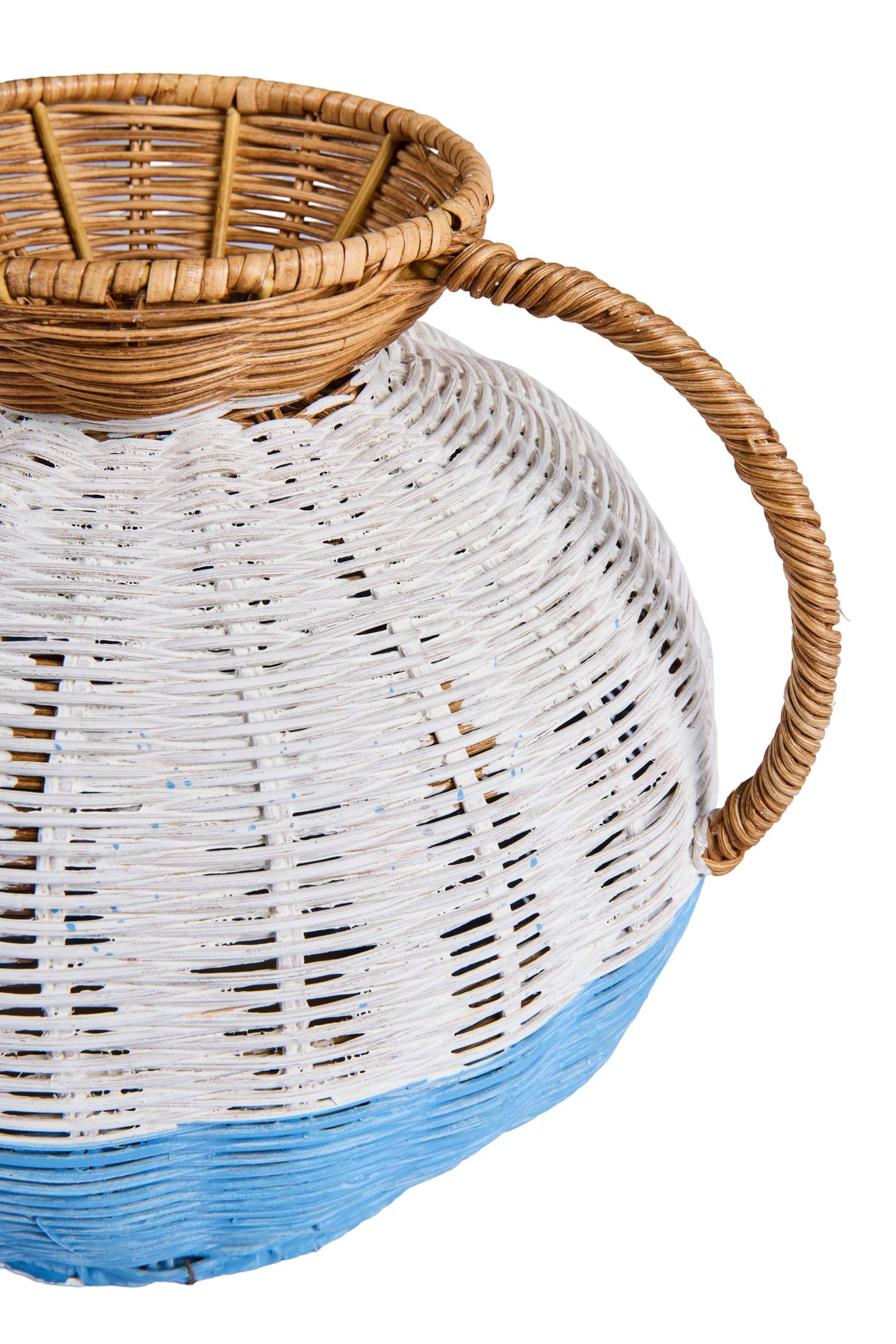 Alhoa - Anfora Bassa Rattan Azzura Naturale Bianca