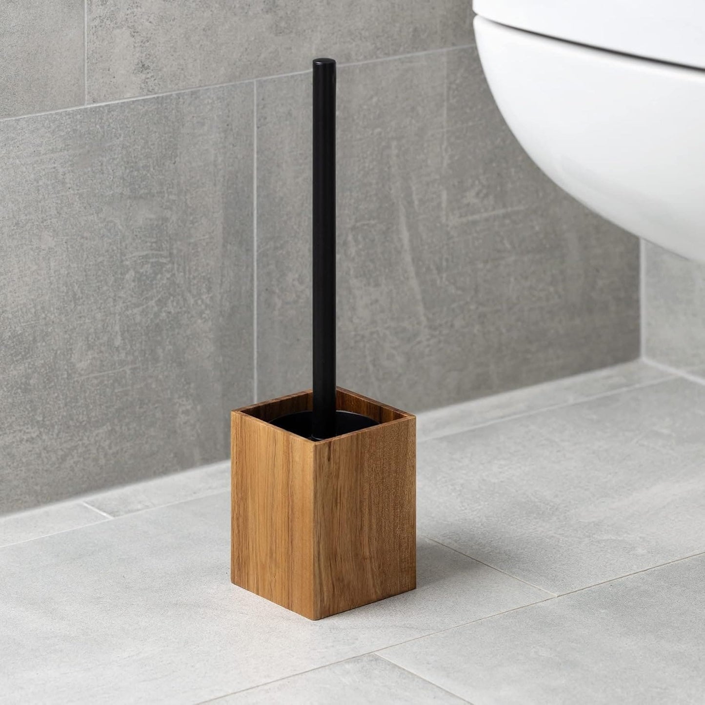 Collezione di accessori da bagno in legno di acacia