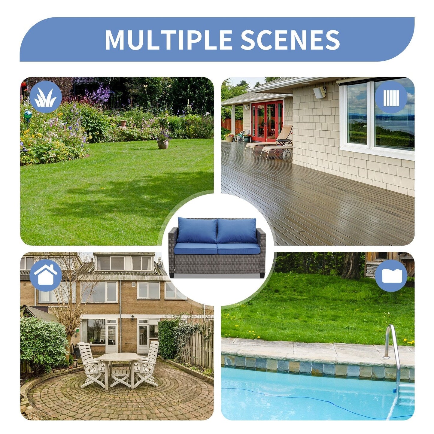 Set di divani da esterno Ainfox, divano componibile in vimini, mobili da giardino, divano in rattan