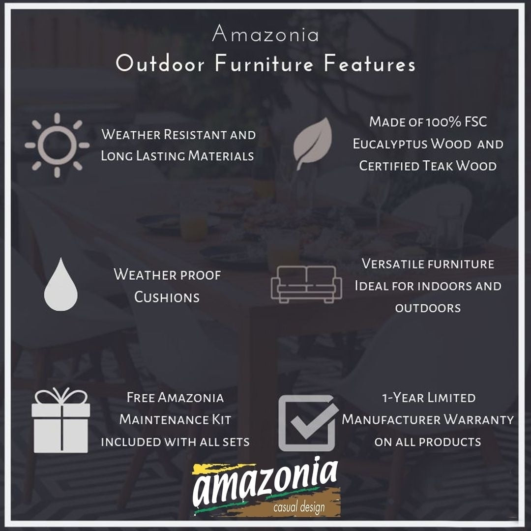 Set da pranzo rettangolare Amazonia Augusta Teak da 7 pezzi - 7 pezzi