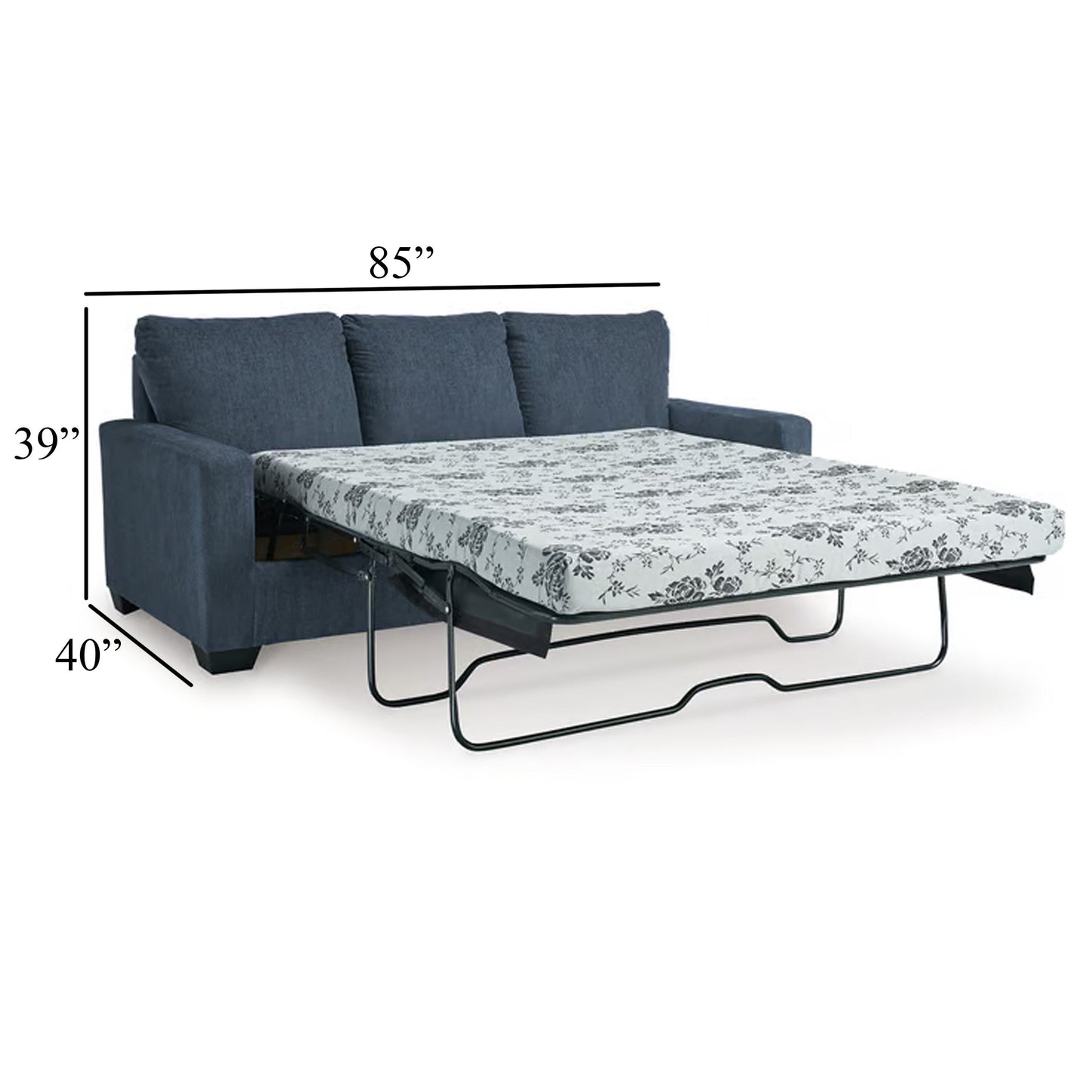 Divano letto Anise con letto matrimoniale estraibile, poliestere blu navy