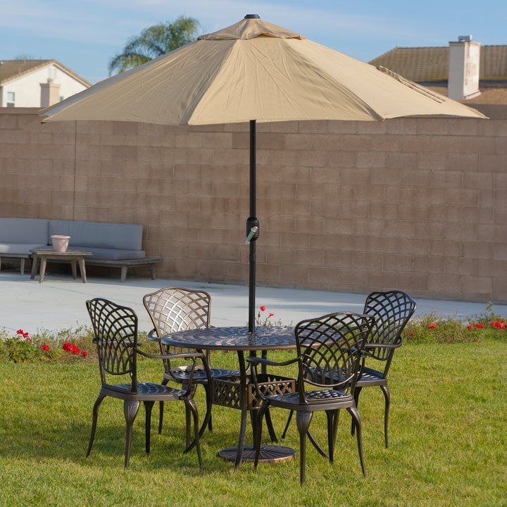 Kinger Home Arden Set da pranzo per esterni da 5 pezzi per 4 persone, in alluminio pressofuso