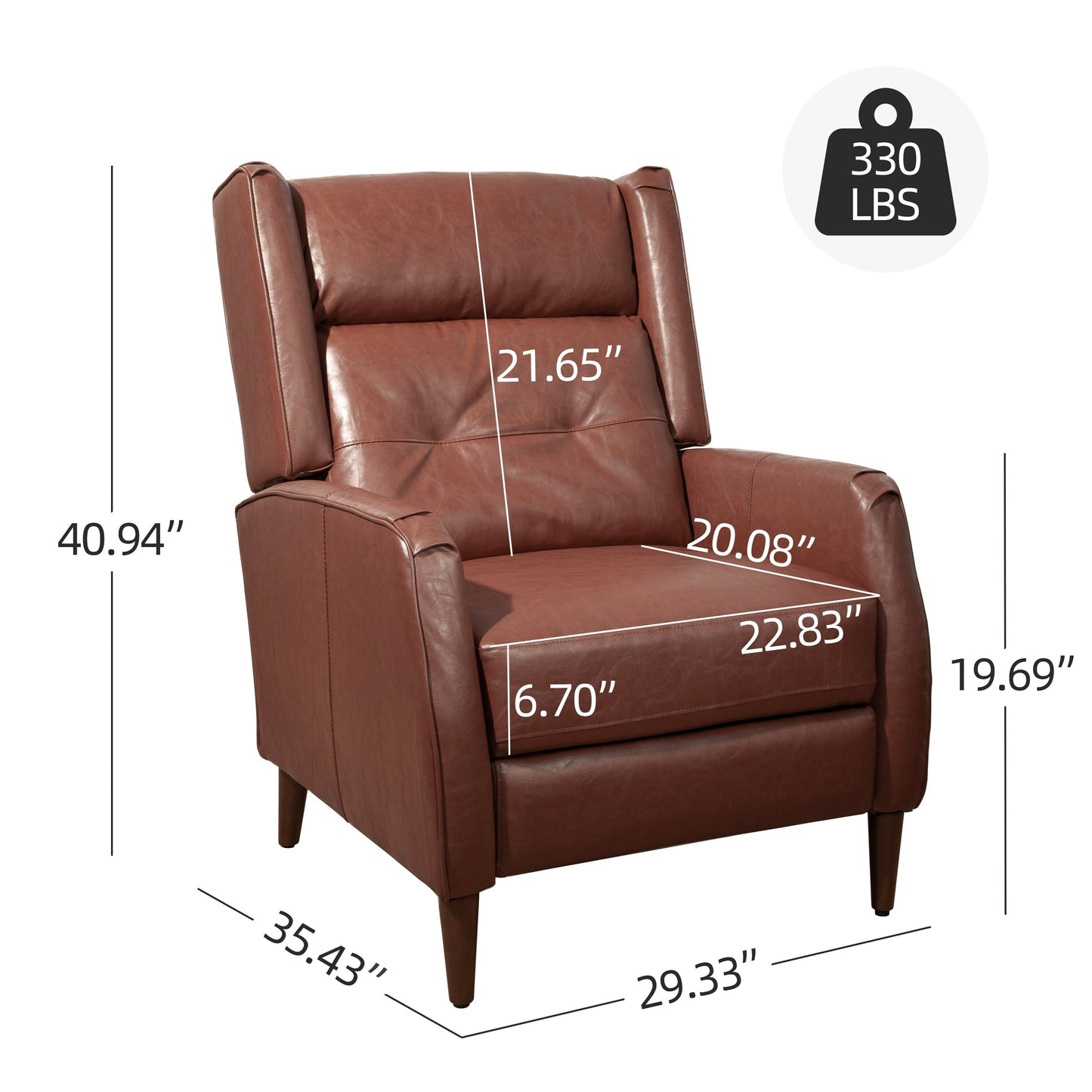 Poltrona reclinabile Art Leon Mid-Century Modern, con struttura in legno