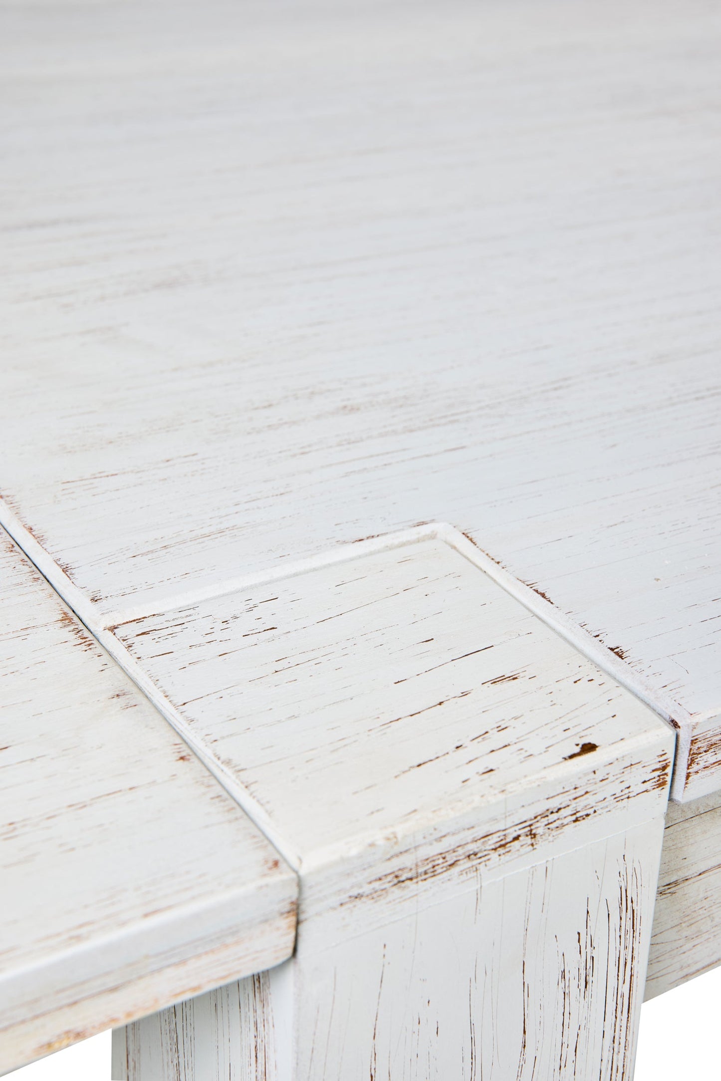 Tavolo da Pranzo Bianco Dipinto a Mano con Prolunghe a Scomparsa