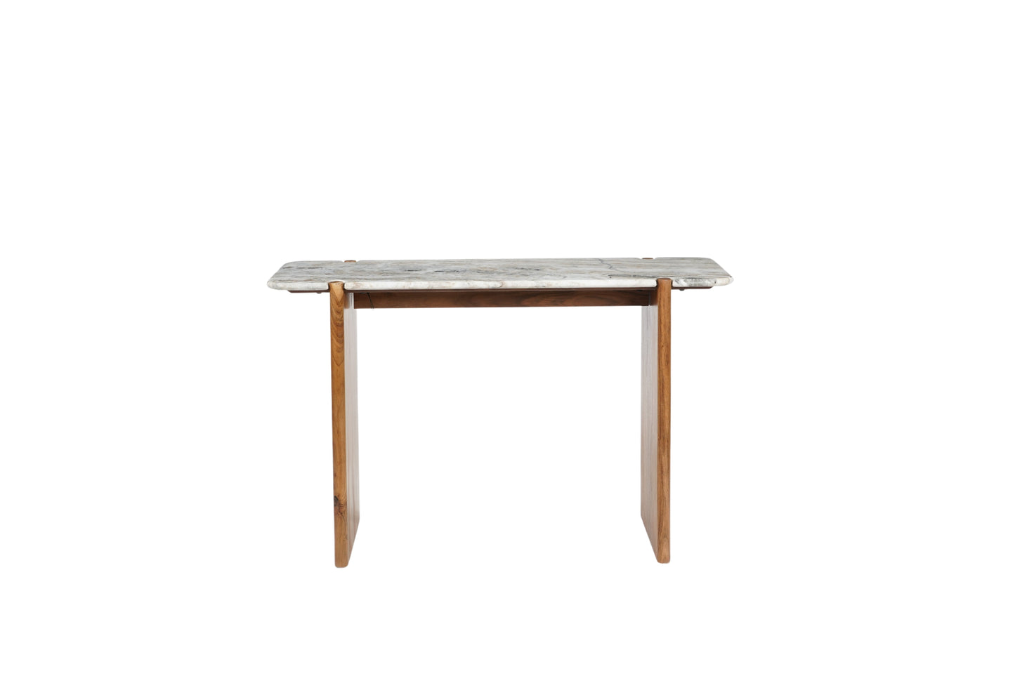 Puducherry - Consolle in legno di acacia e marmo bianco con venature