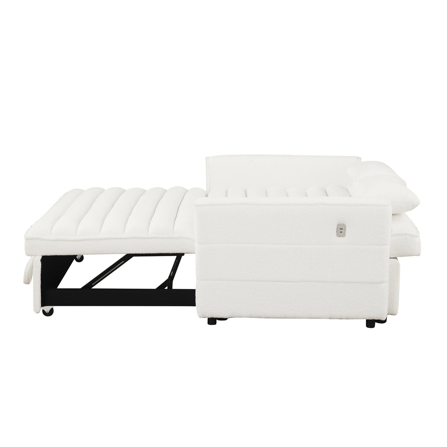 Divano letto trasformabile in divano a due posti beige Boucle