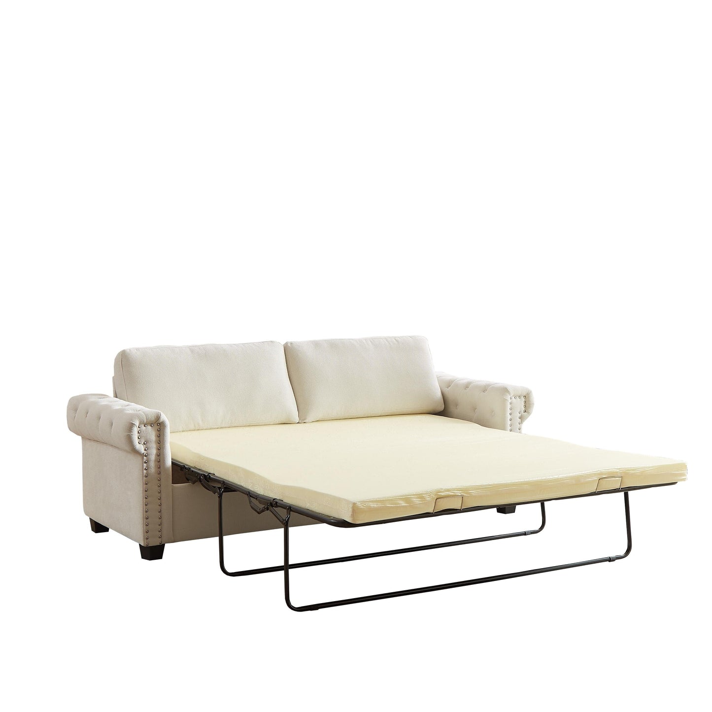 Divano letto trasformabile a 3 posti in poliestere beige