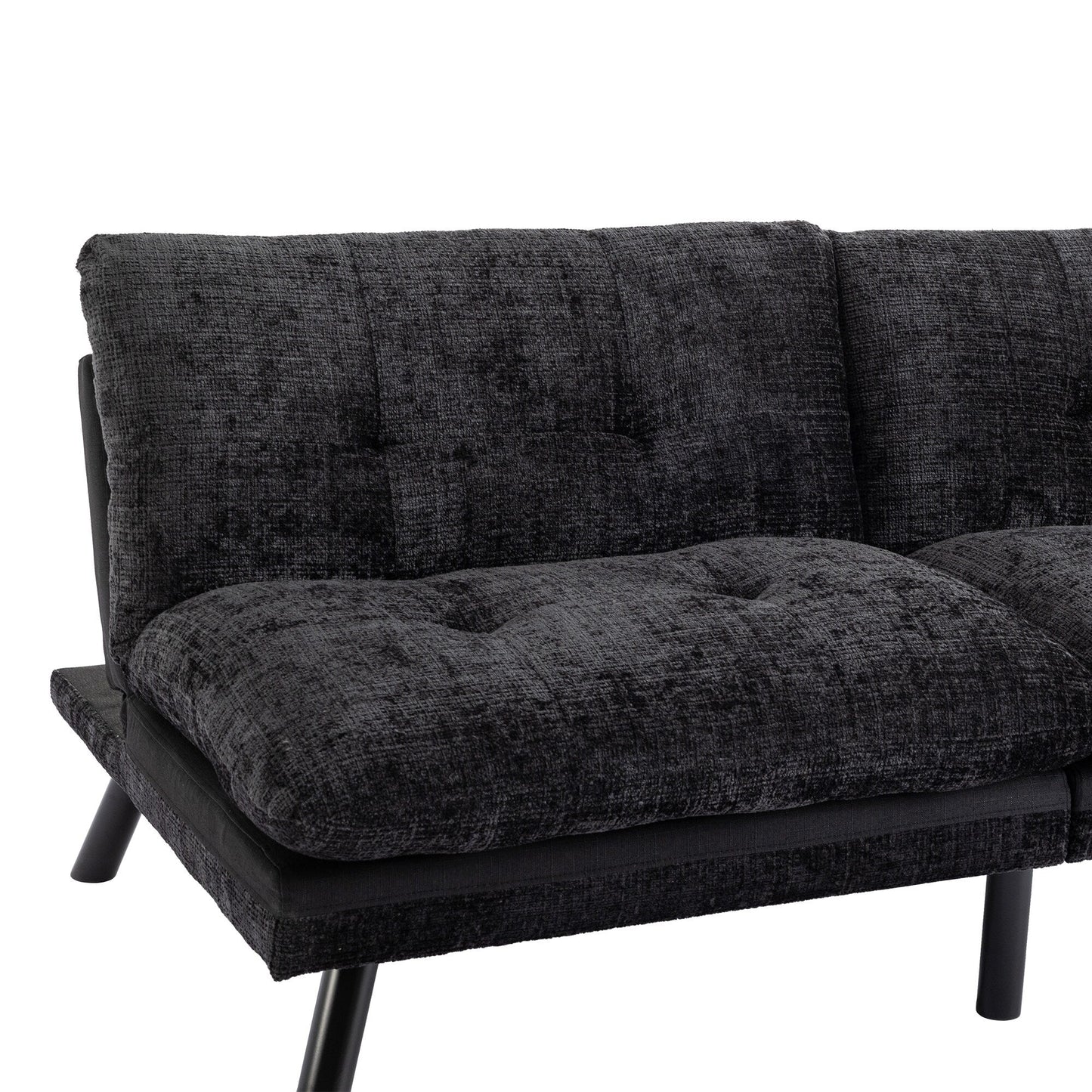 Divano letto futon convertibile in ciniglia nera