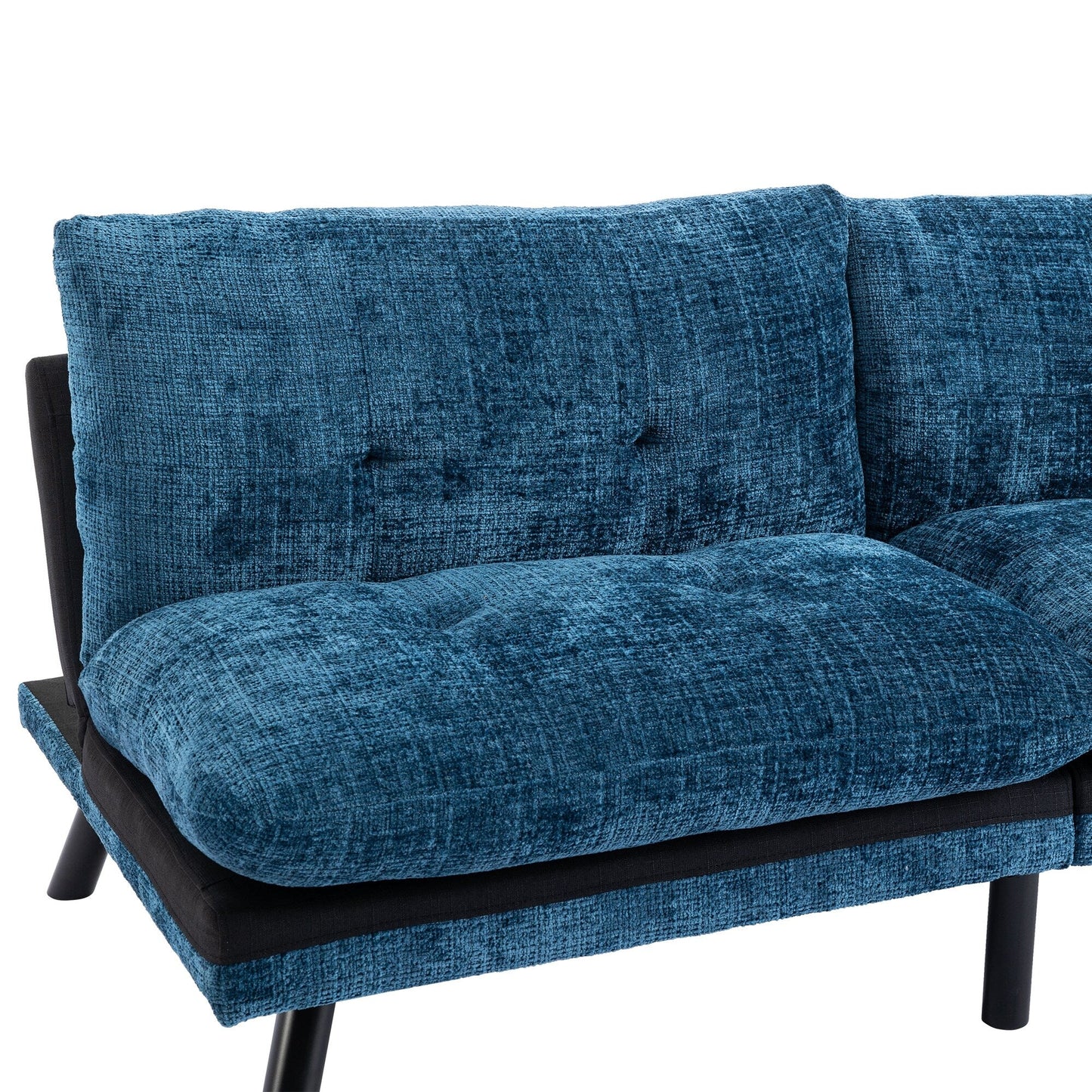 Divano letto futon convertibile in ciniglia blu