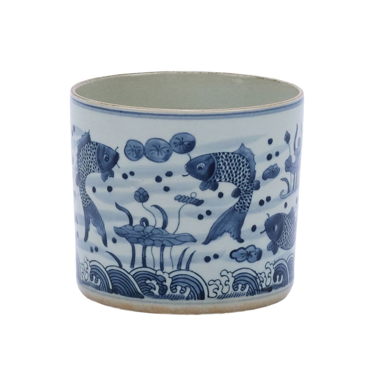 Vaso per orchidee a forma di pesce blu e bianco