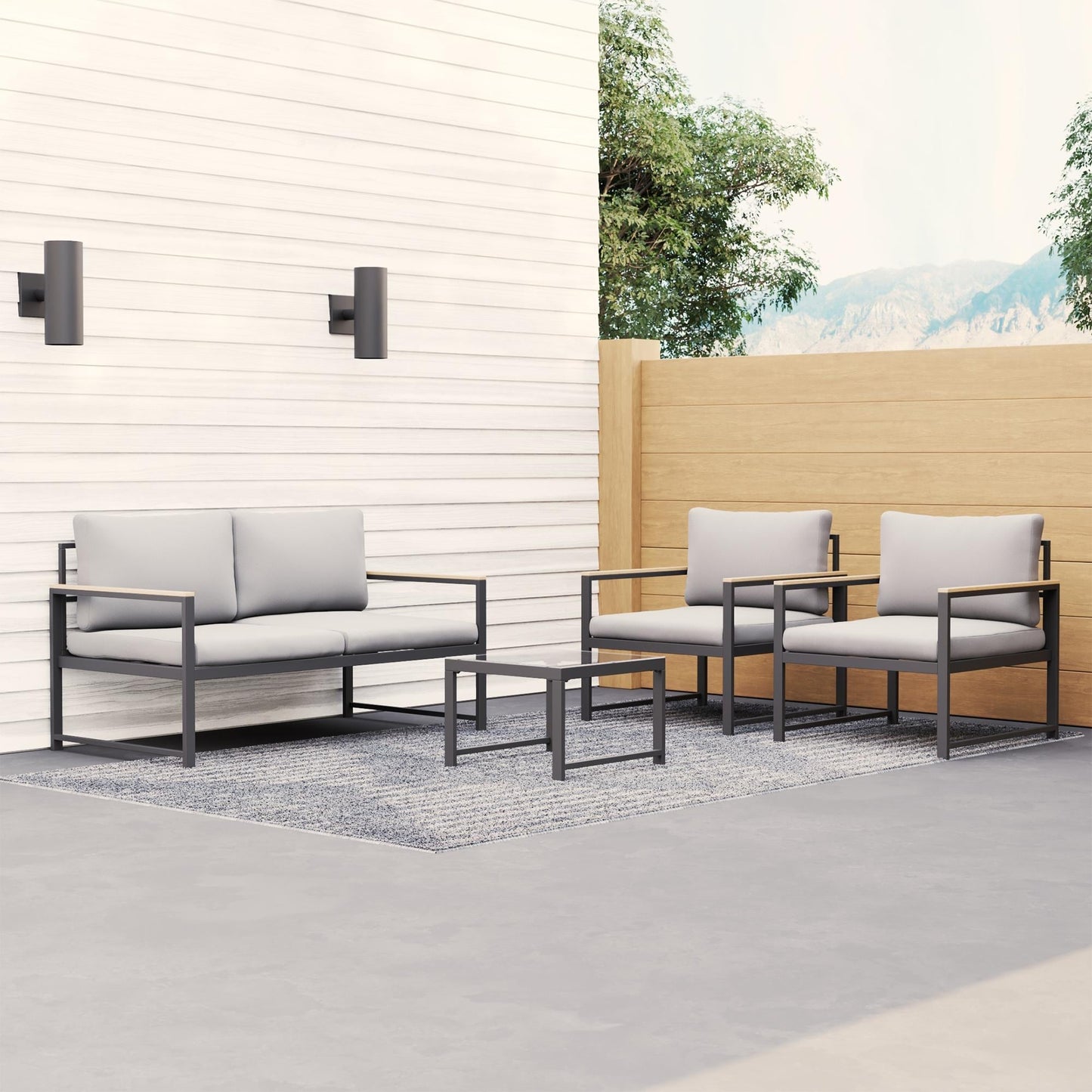 Sedia decorativa da esterno Brookside Meg in metallo con cuscini