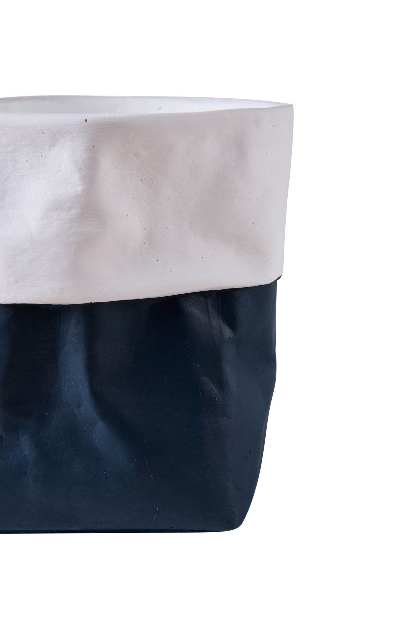 Carta Cemento - Vaso Cemento Blu Con Balza Bianca