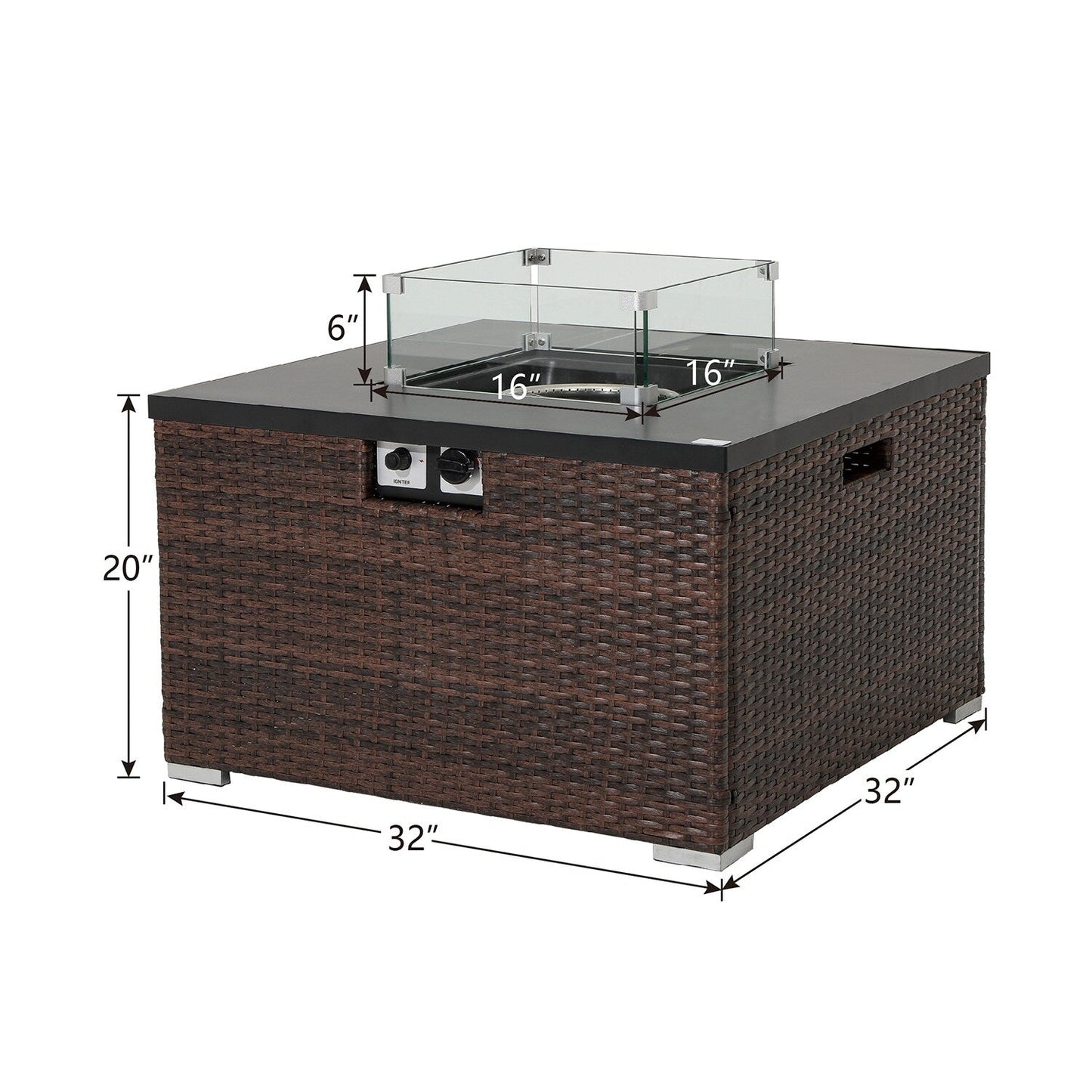 COSIEST - Set di divani componibili in vimini per esterni da 4 pezzi con tavolo per braciere