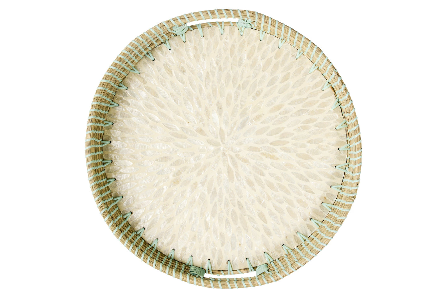 Fatto In Casa - Vassoio Tondo In Giunco Marino Mosaico Madreperla Bia