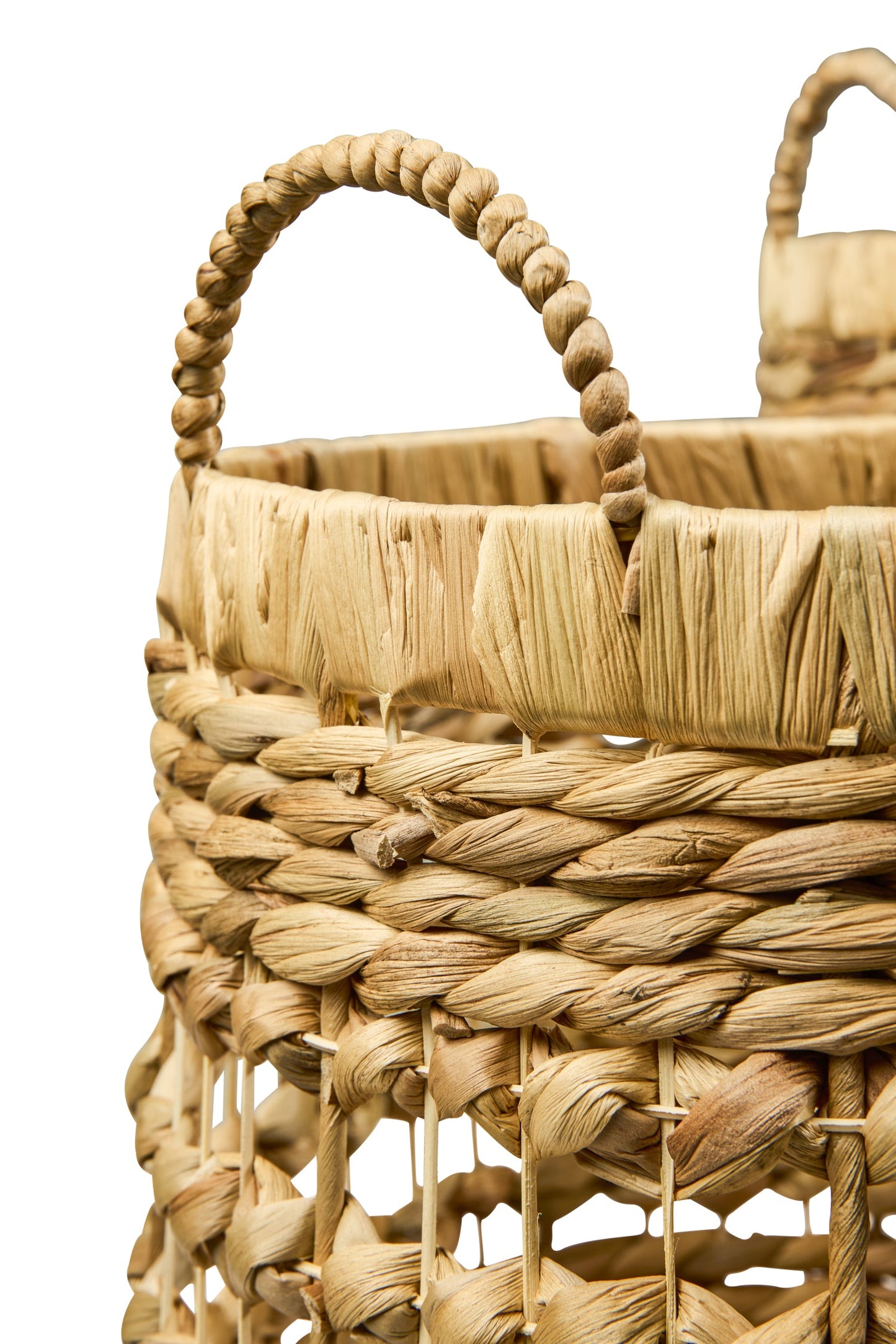 Fatto In Casa - Ceste Tonde Set 1/3 Medie Con Manici Treccia Traforat